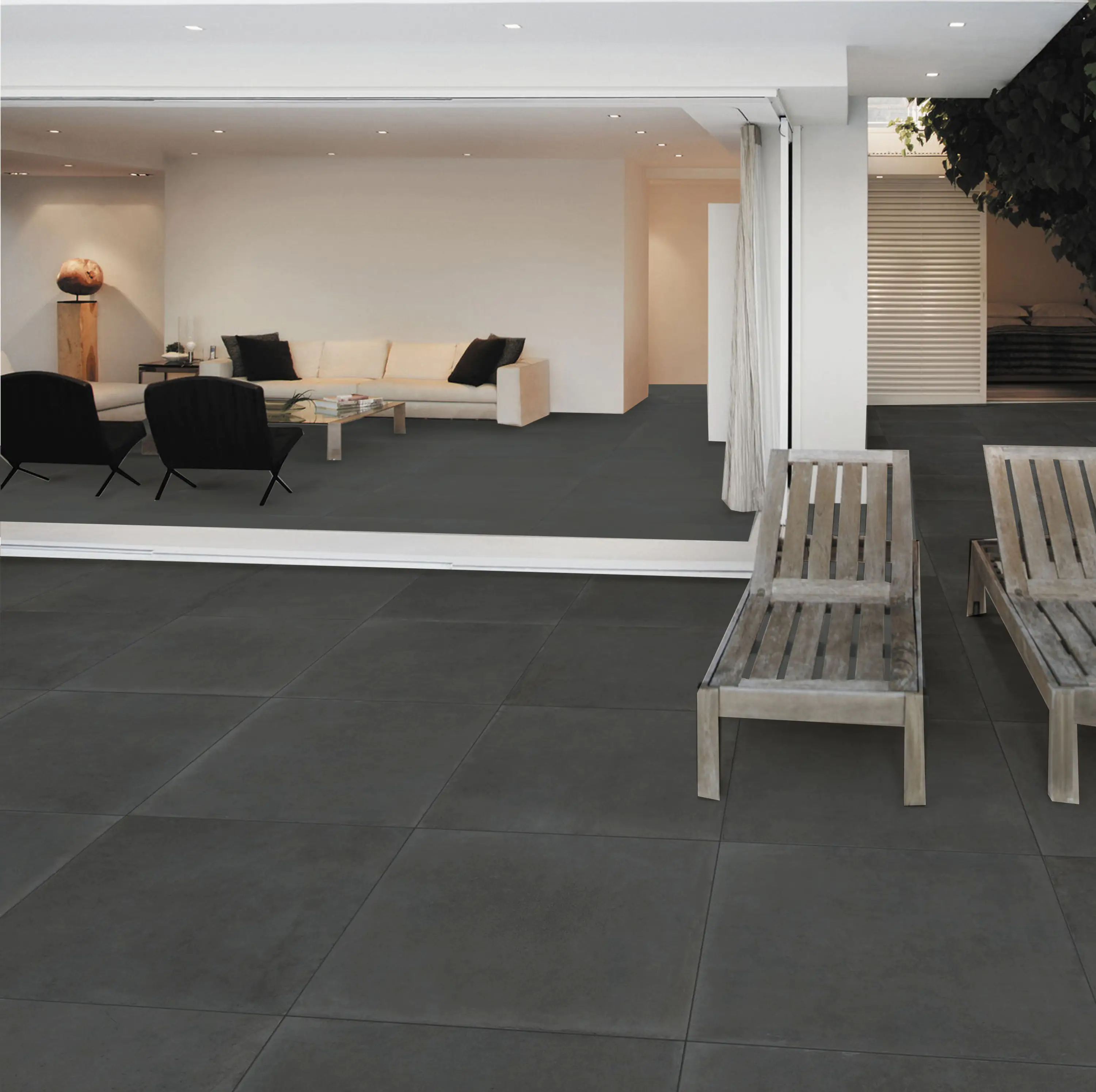 Terrassenplatte Feinsteinzeug Alexandria 60 x 60 x 2 cm antrazit