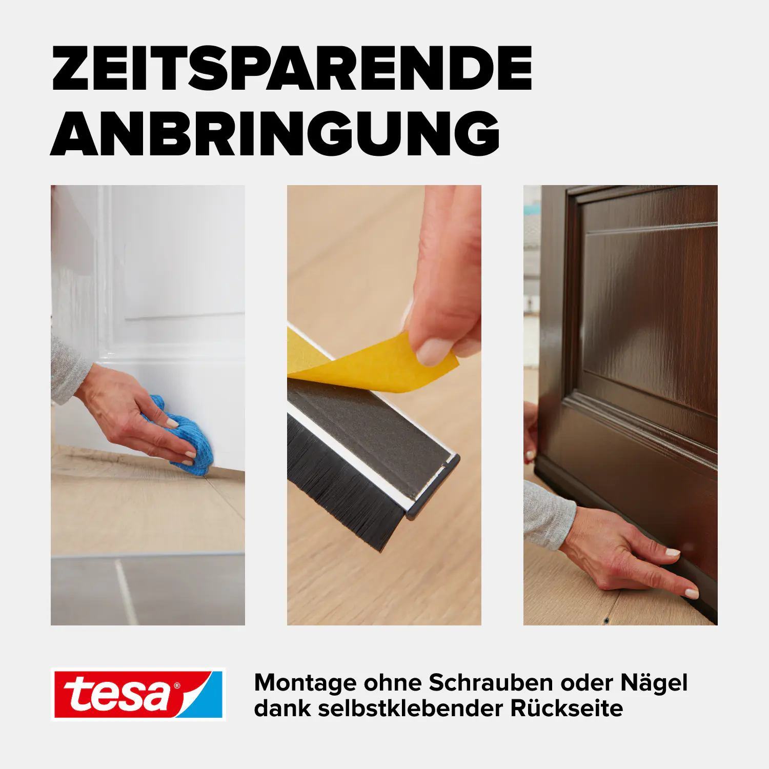 tesa Moll Türdichtschiene braun, für unebene Böden, lackiertes Aluprofil
