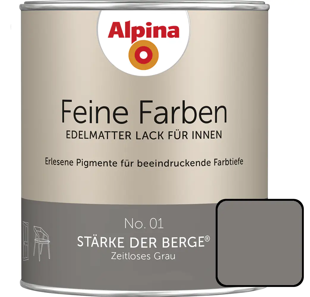 Alpina Feine Farben Lack No. 01 Stärke der Berge  grau edelmatt 750 ml