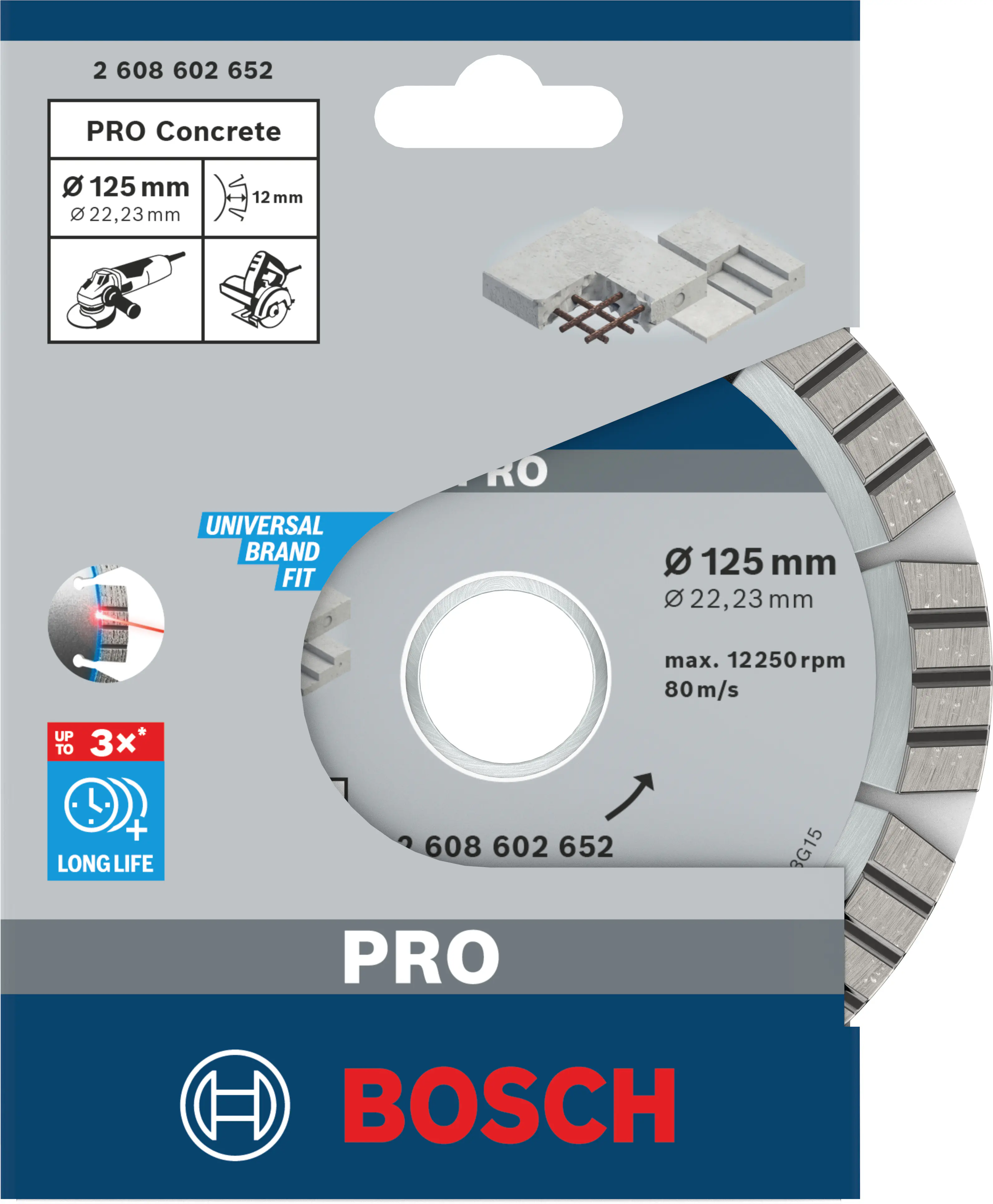 Bosch PRO Concrete Diamanttrennscheibe, 125 x 22,23 mm