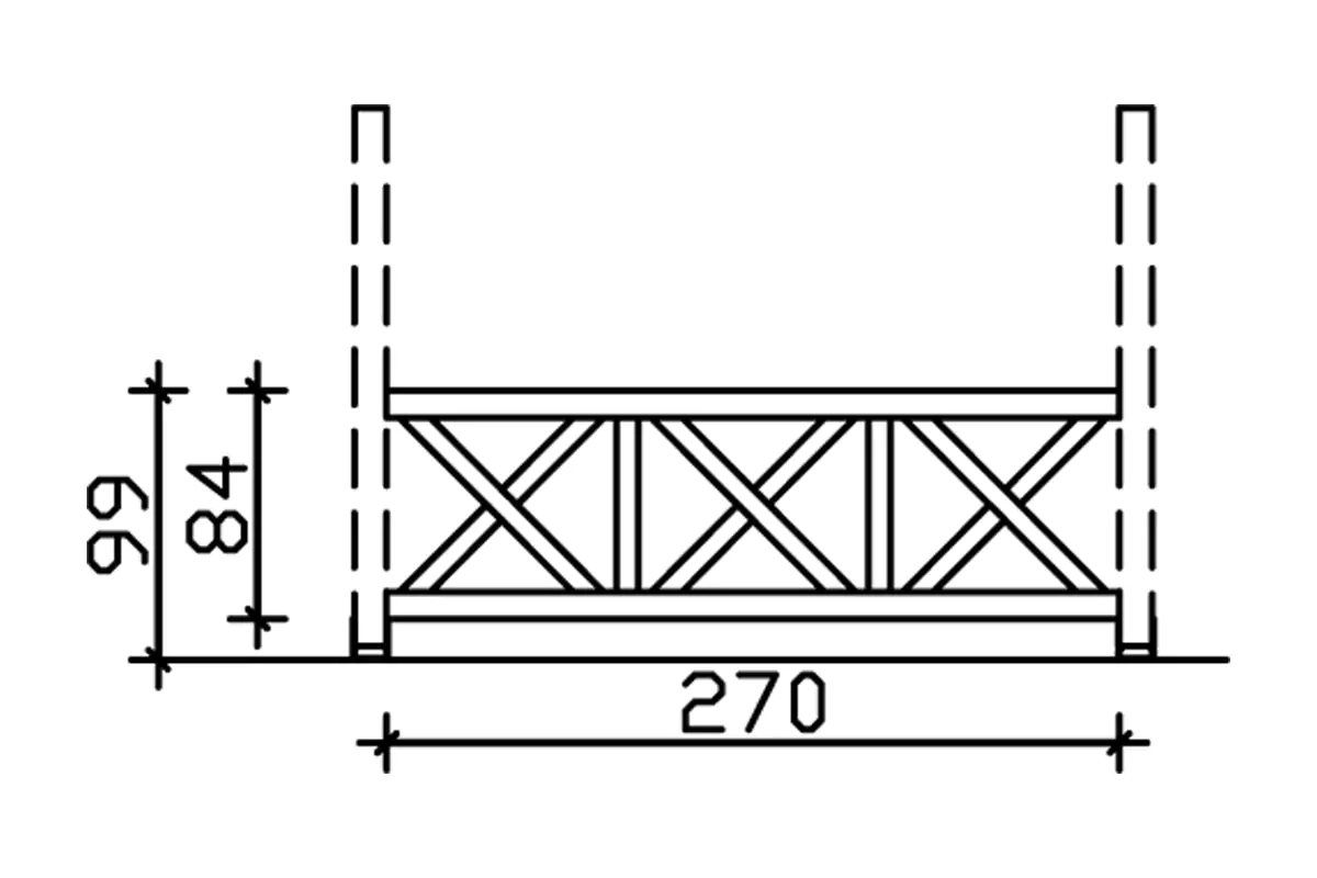 SKAN HOLZ Brüstung Andreaskreuz 270 x 84 cm, Fichte, lasiert in Eiche hell