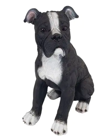 Dekofigur American Bulldog sitzend 41 x 23 x 32 cm schwarz-weiß