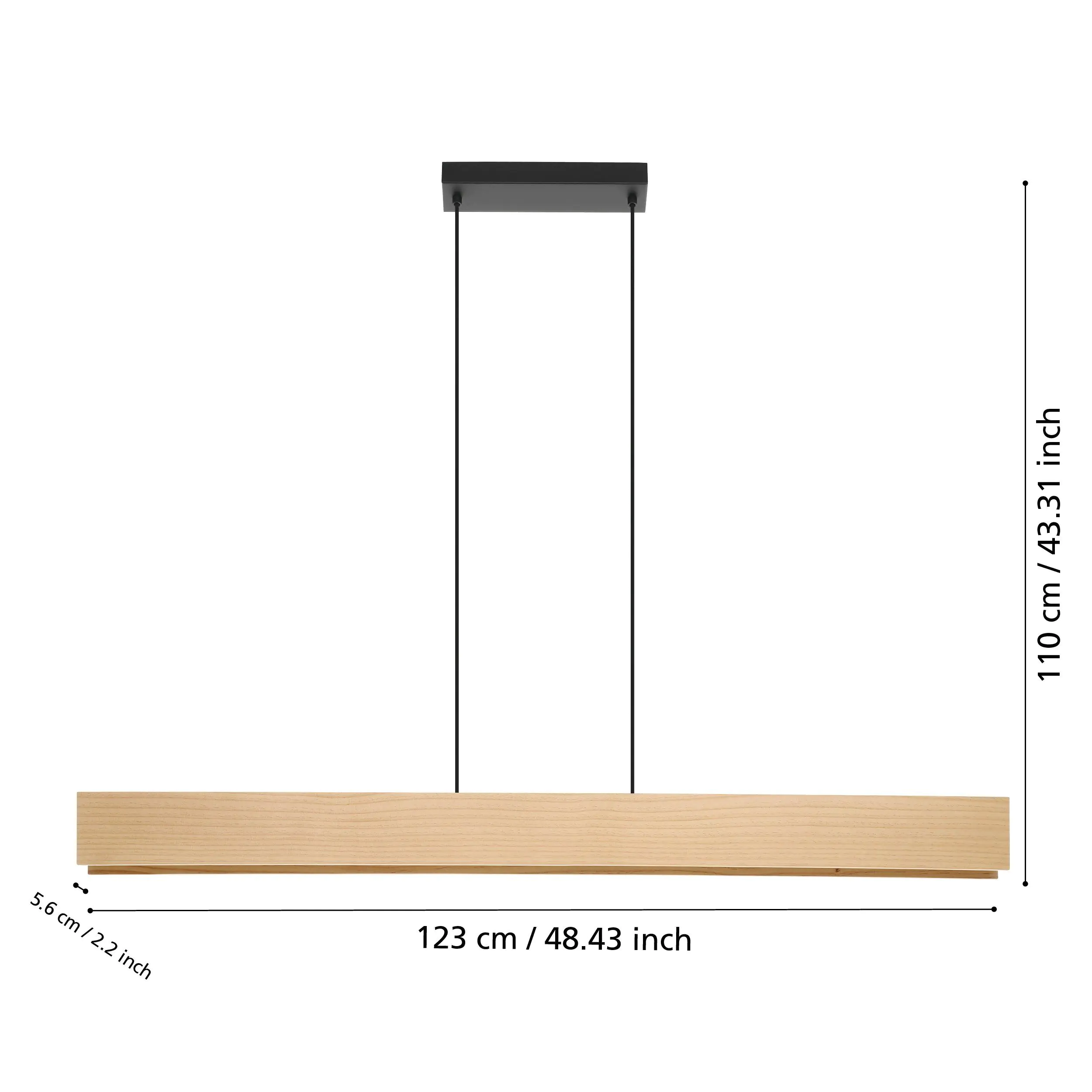 Eglo Connect LED Pendelleuchte Anchorena-Z Holz schwarz 123 x 5,5 x 110 cm