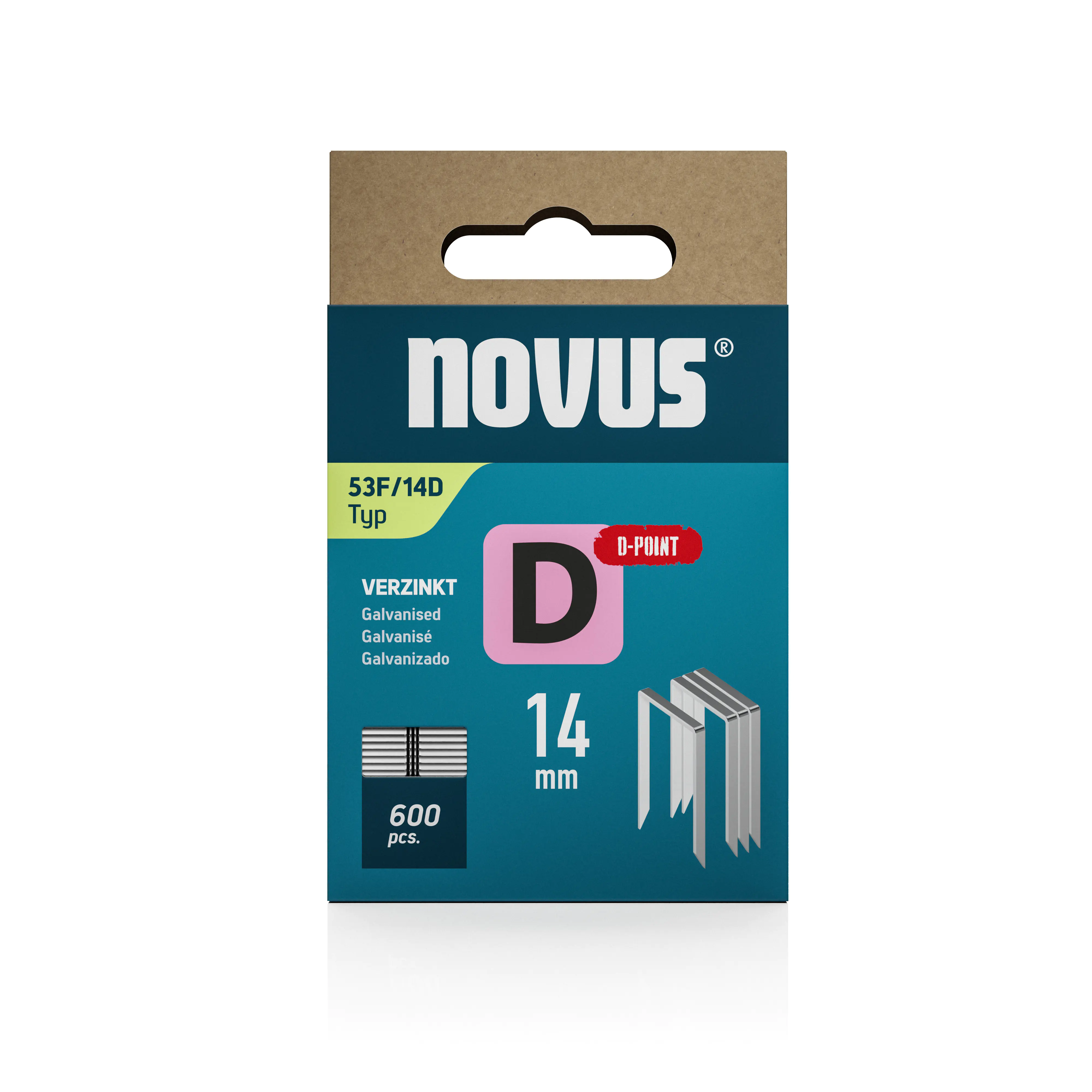 Novus Tackerklammer Typ 53 F D-Point Sägeschnitt 14 mm 600 Stück Flachdrahtklammern