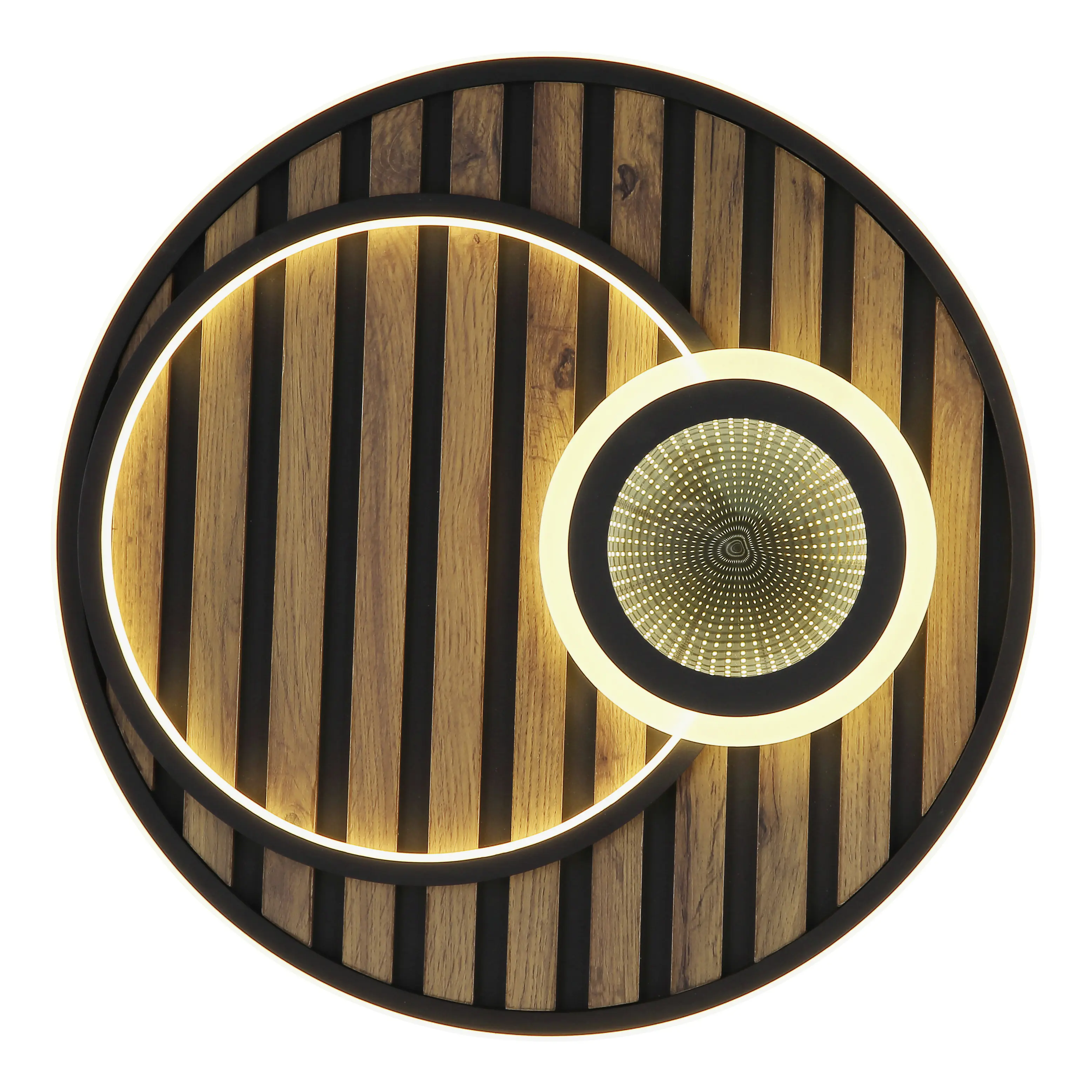 Globo Deckenleuchte Woody 50 x 8 cm Ø x H schwarz warmweiß
