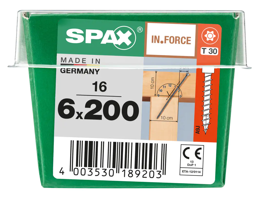 Spax Holzbauschrauben 6.0 x 200 mm TX 30 Zylinderkopf - 16 Stk.