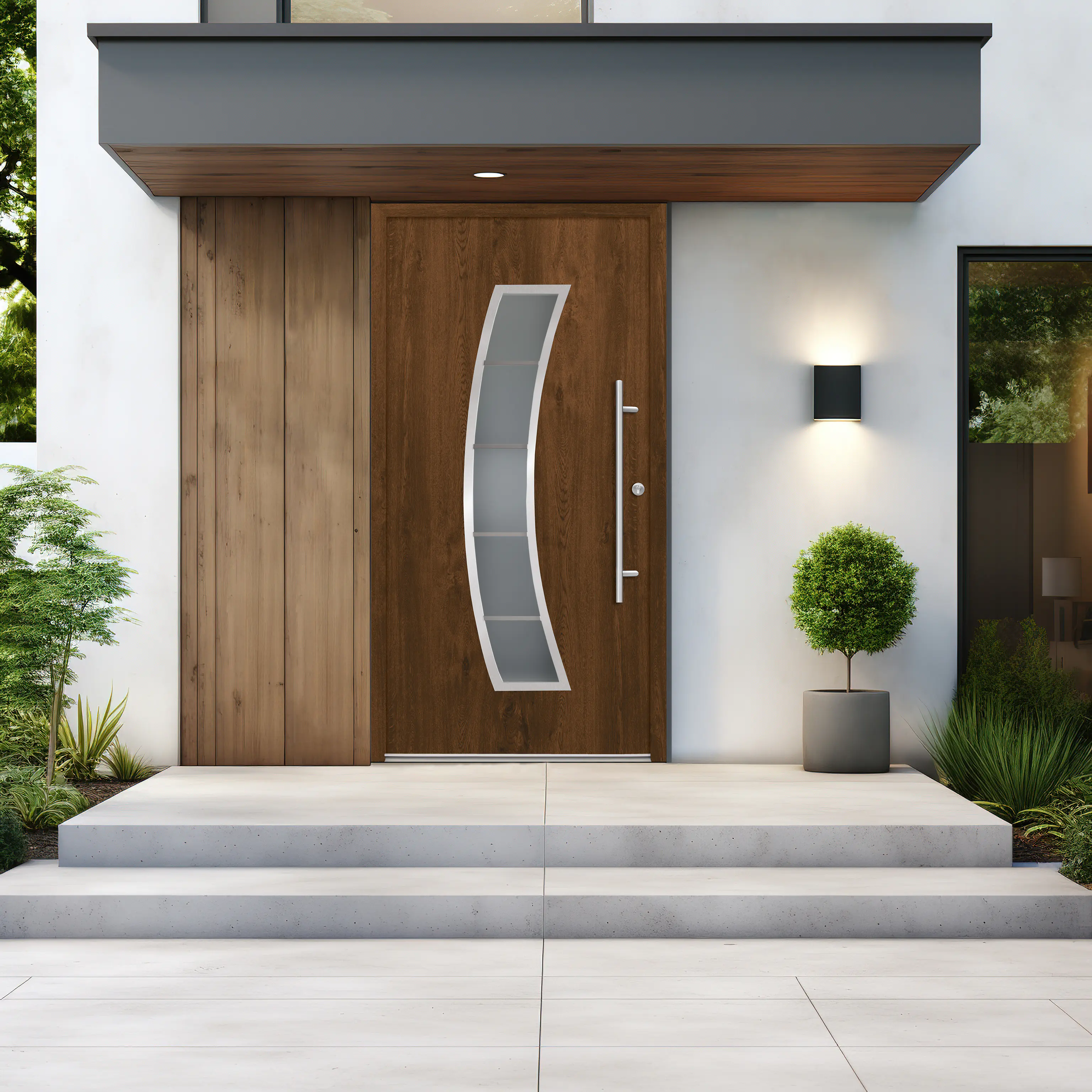 Splendoor Haustür Passivedoor Premium P14 Nussbaum DIN Rechts 100 x 210 cm