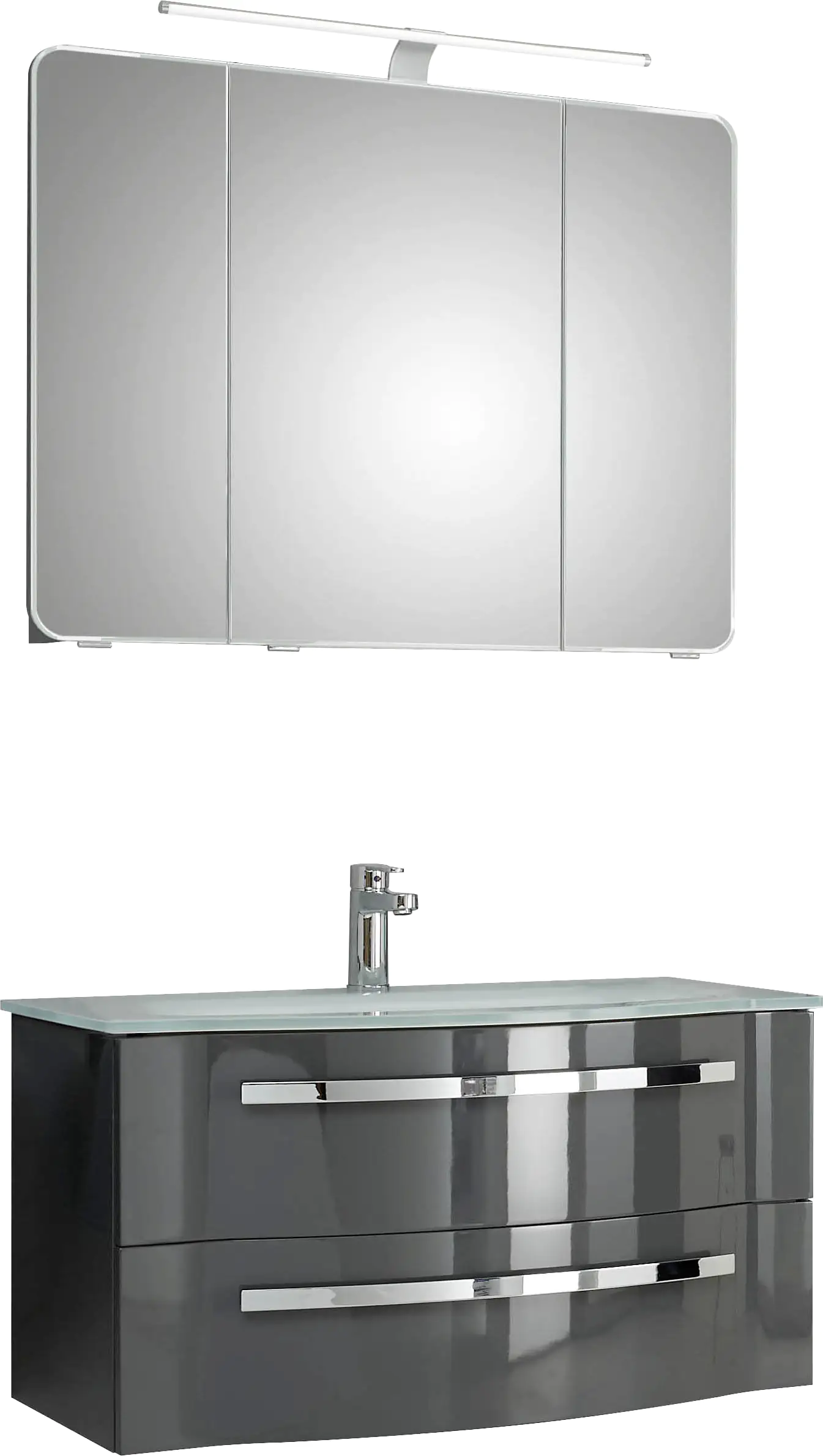 4017026103024 Pelipal Badblock Fokus 4005 Lack steingrau Hochglanz, Breite 92 cm