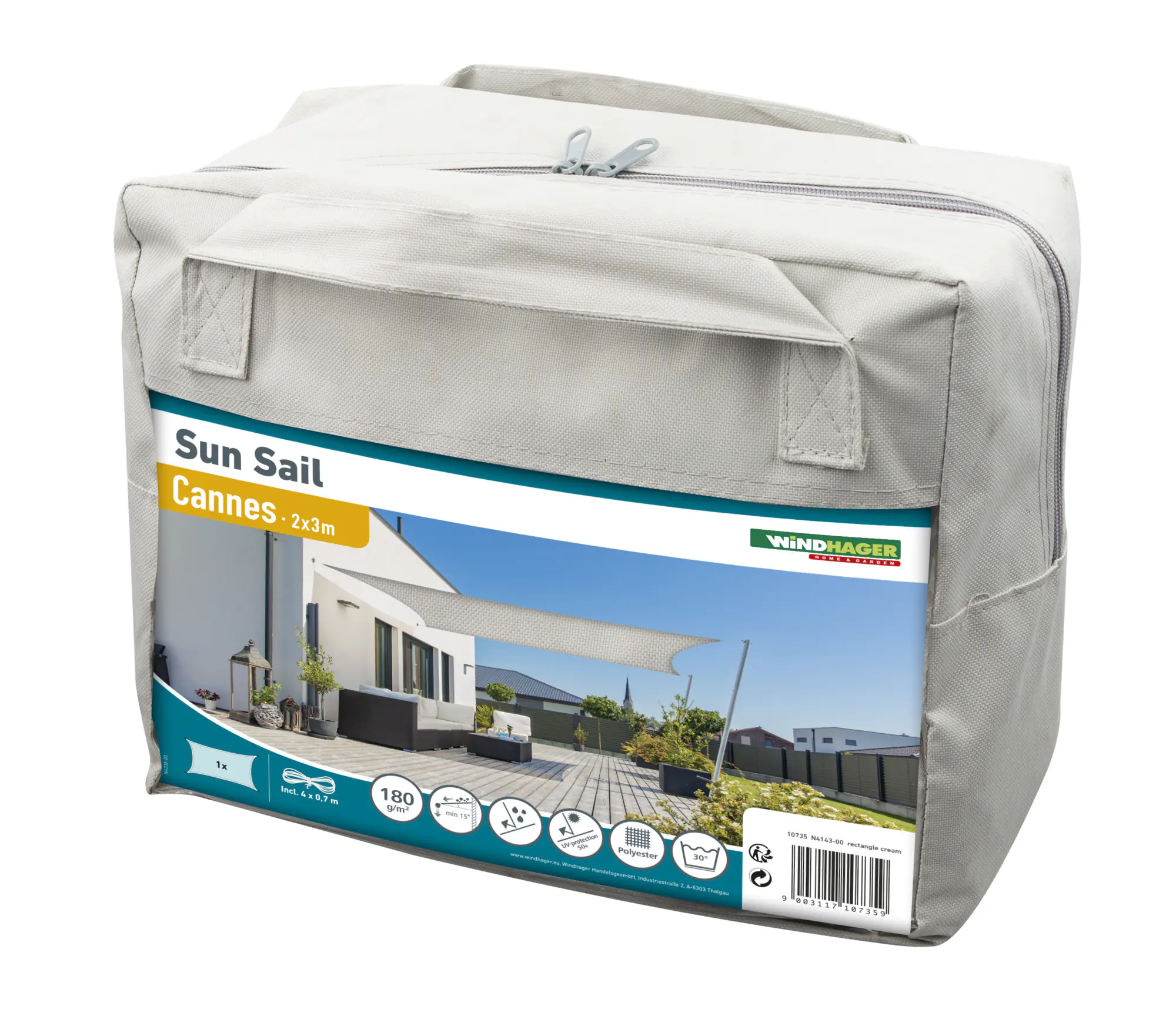 Windhager Sonnensegel Cannes cream 2 x 3 m