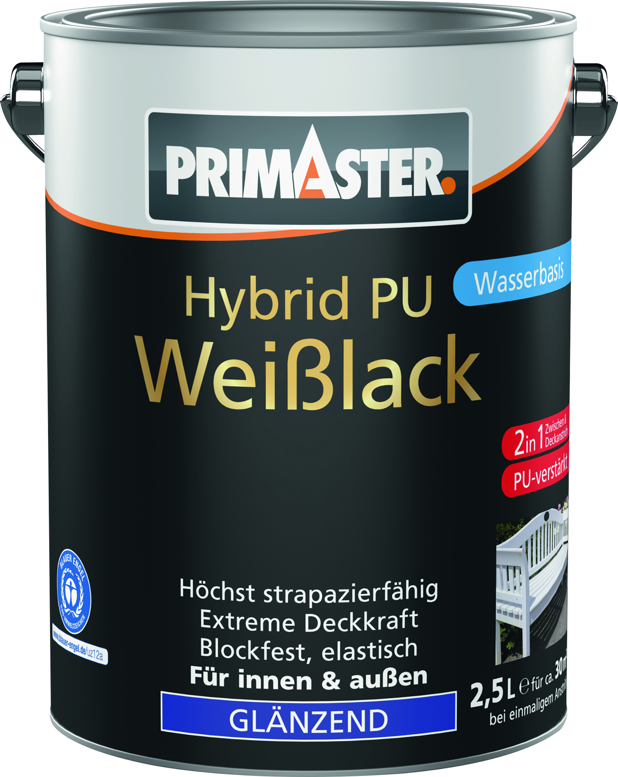 Primaster Hybrid PU-Weißlack weiß glänzend 2,5 L