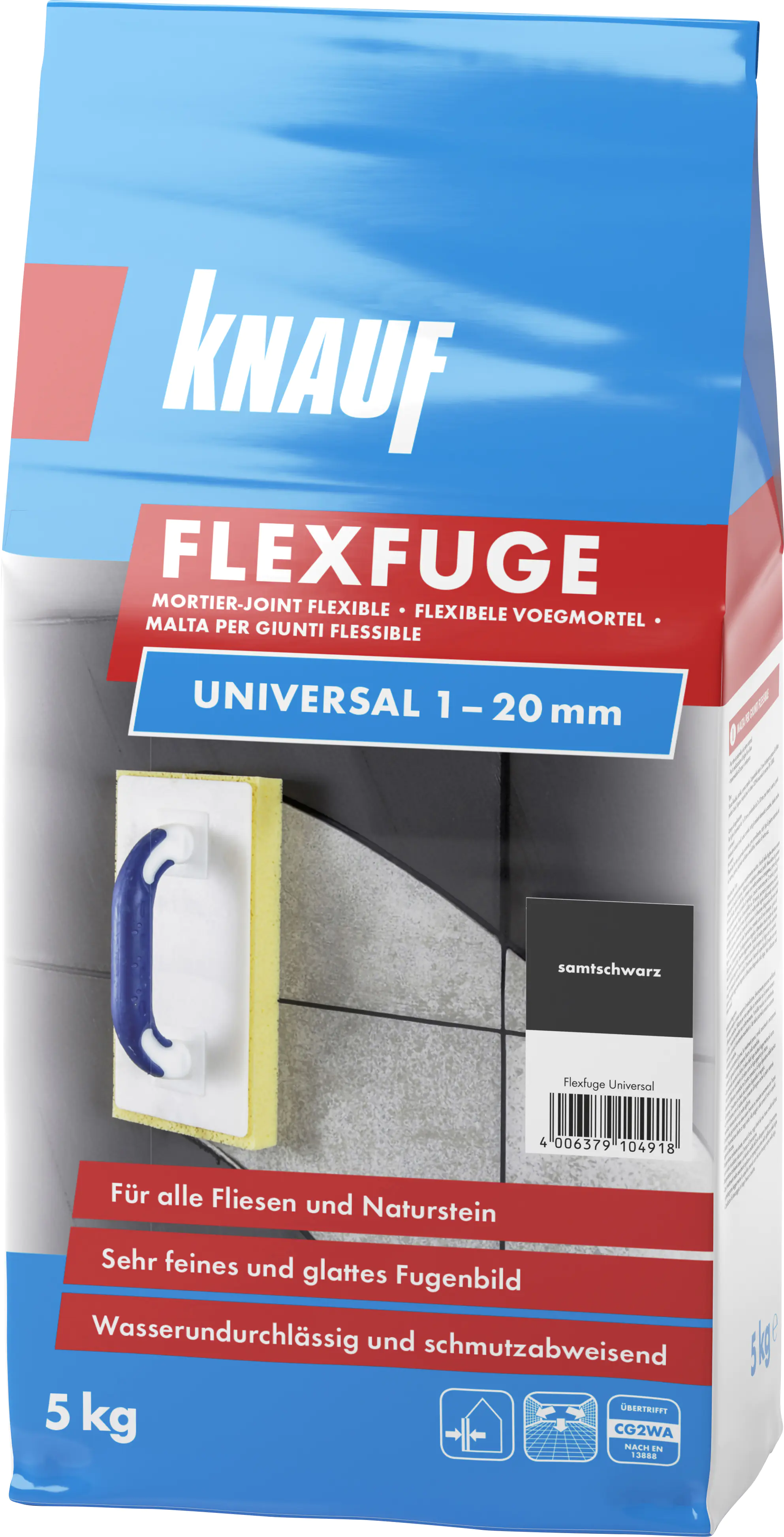 Knauf Fugenmörtel Flexfuge Universal 1 - 20 mm samtschwarz 5 kg Knauf Fugenmörtel Flexfuge Universal 1 - 20 mm samtschwarz 5 kg
