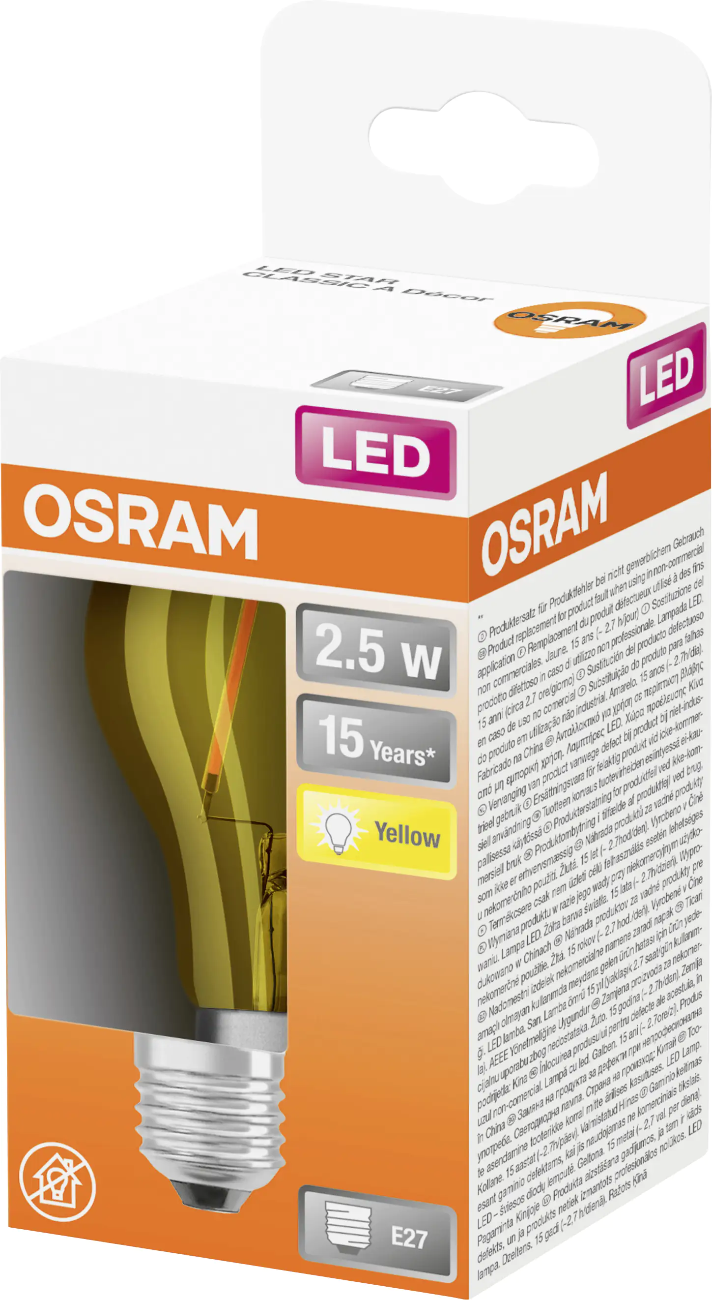 Osram LED Leuchtmittel Star Classic A 15 Decor E27 2,5W warmweiß, klar