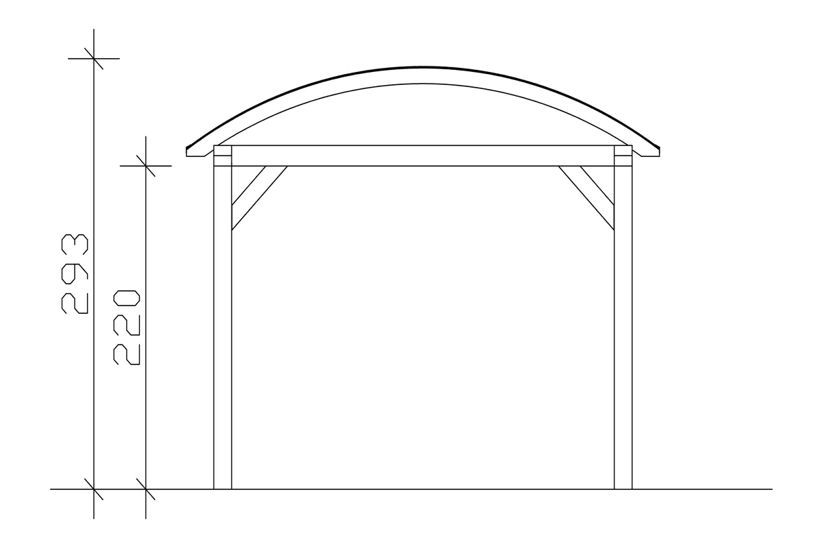 4018211014415_05 SKAN HOLZ Bogendach-Carport Franken 376 x 969 cm, lasiert in Nussbaum