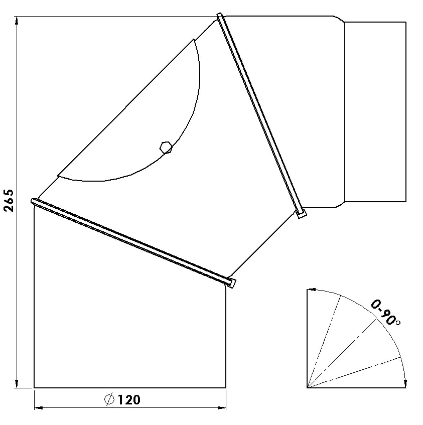 FireFix Ofenrohrbogen 90°verstellbar Ø 120 mmmit Reinigungstür FireFix Ofenrohrbogen 90°verstellbar Ø 120 mmmit Reinigungstür