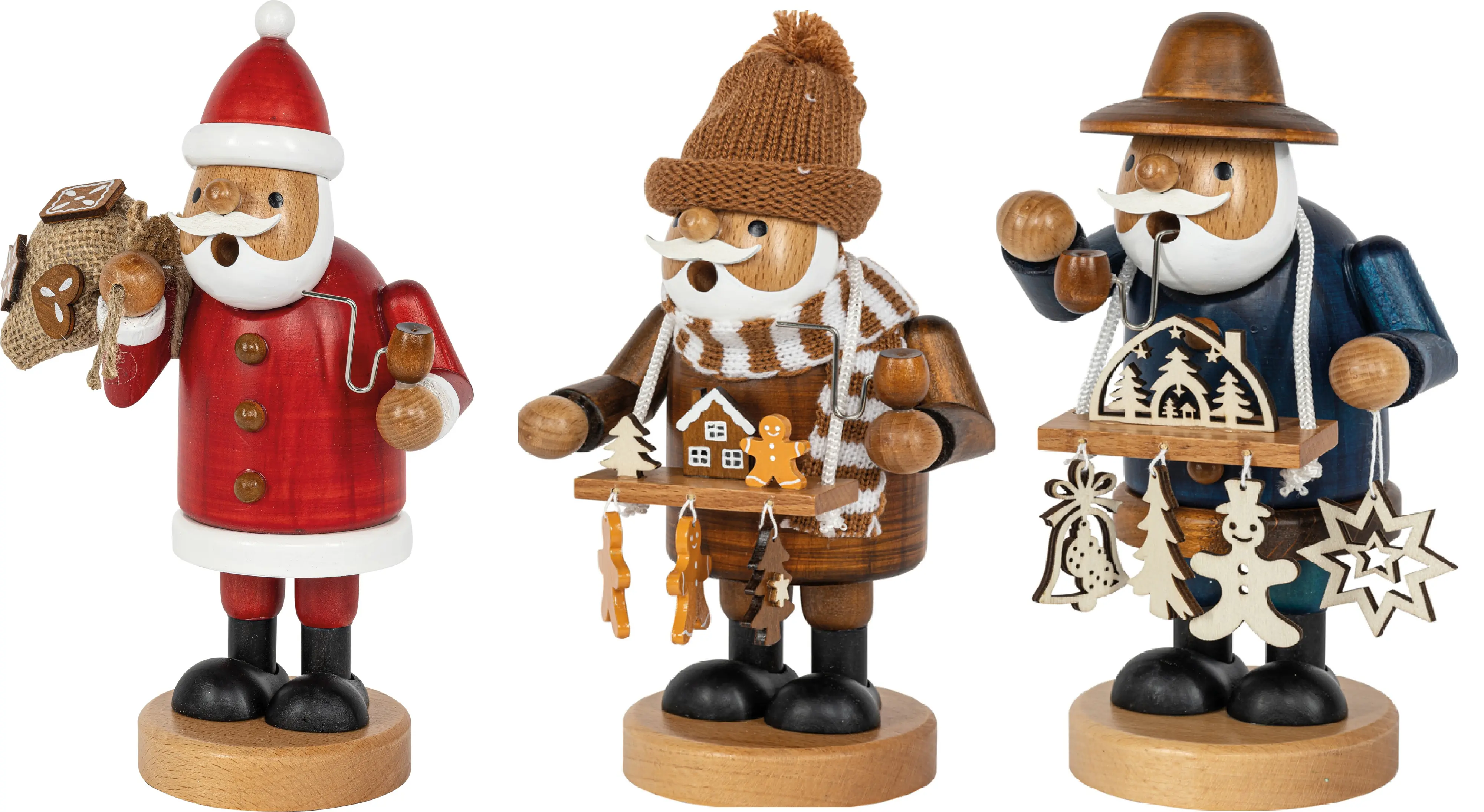 HGD Räucherfigur Männchen Holz 21 x 11 cm 3-fach sortiert