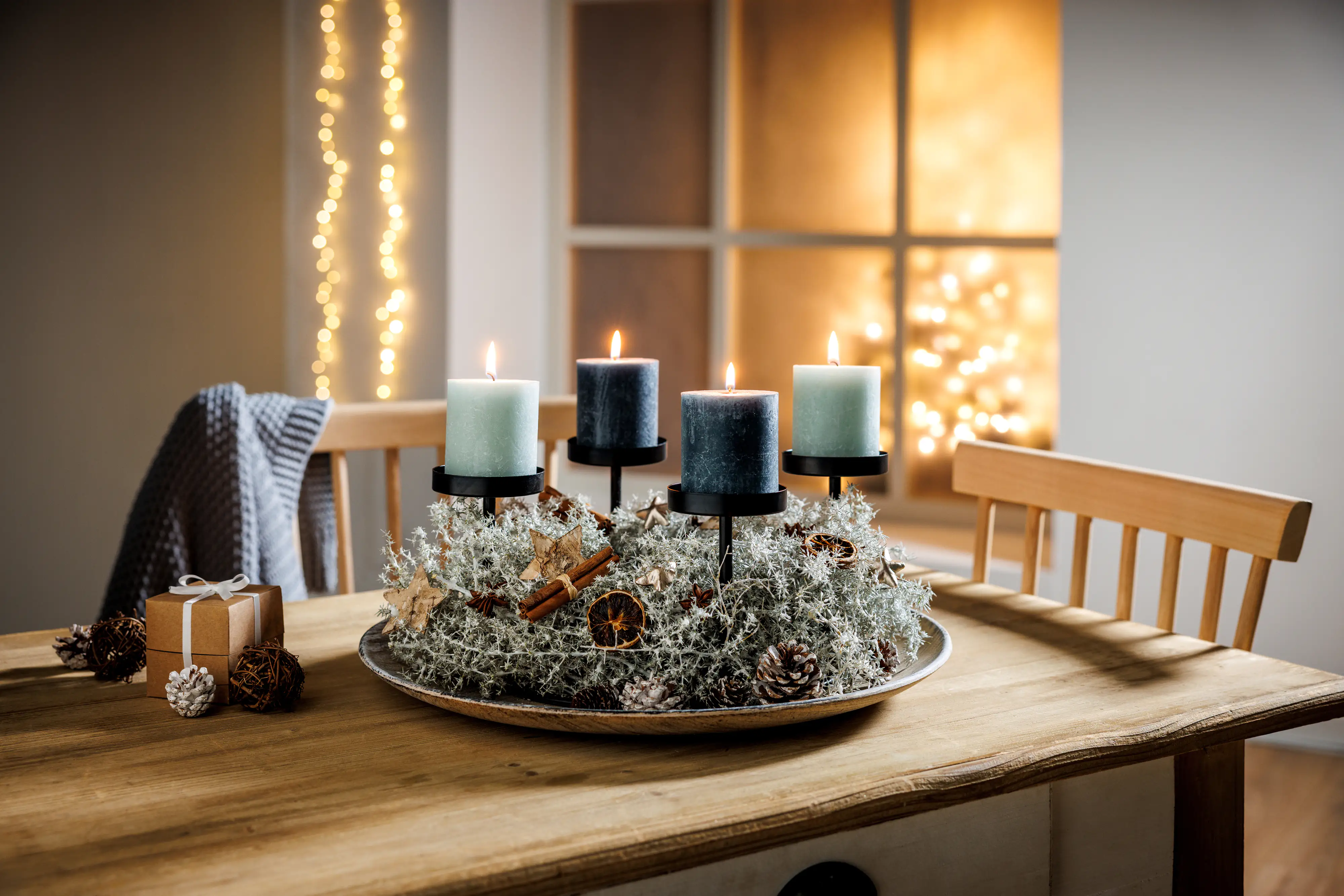 Freese Metall-Adventsring, 4er schwarz Ø 35,5 cm