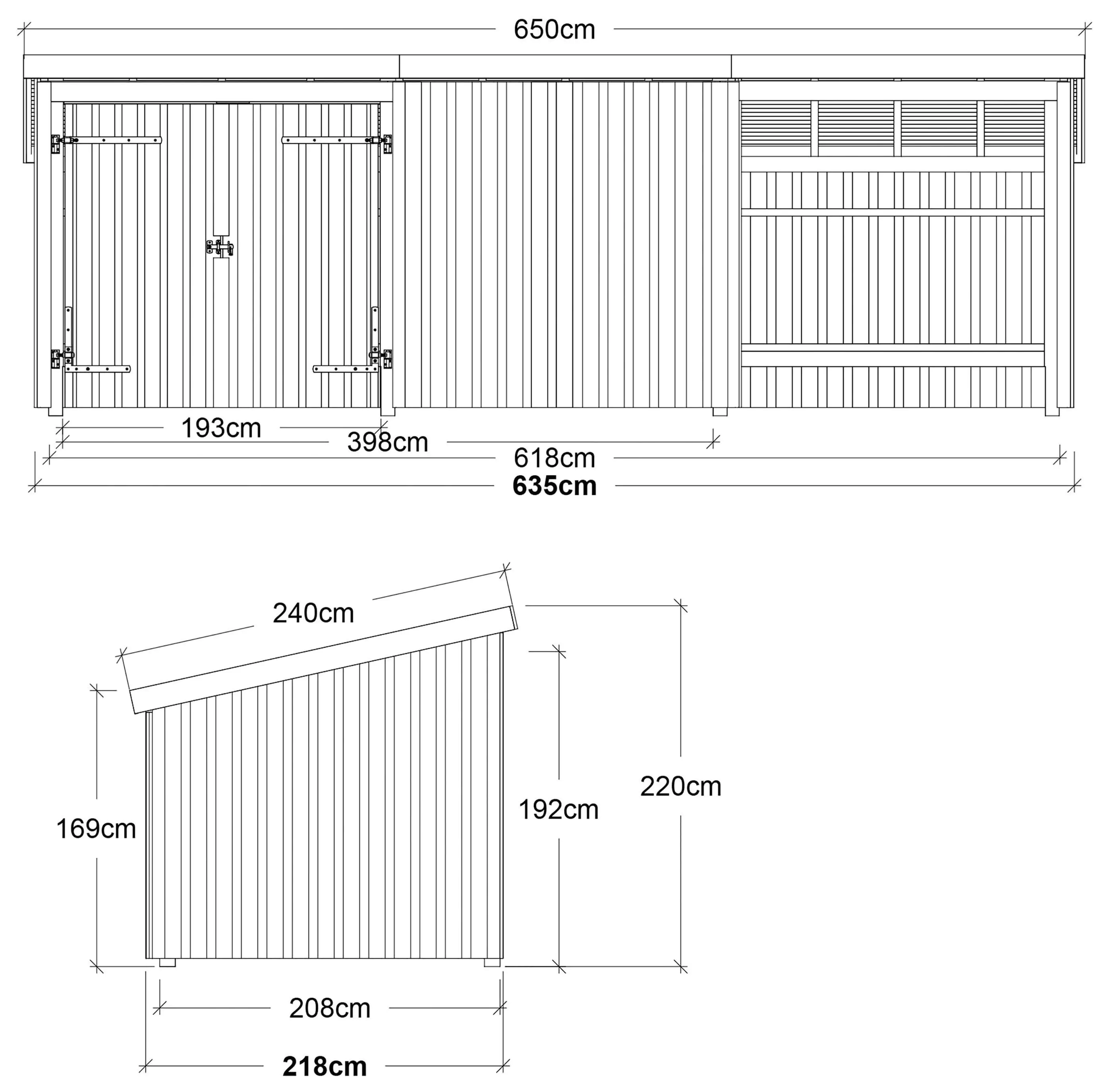 Plus Gartenhaus Nordic Multi 619 x 208 cm natur mit Doppeltür, Dachpappe Plus Gartenhaus Nordic Multi 619 x 208 cm natur mit Doppeltür, Dachpappe