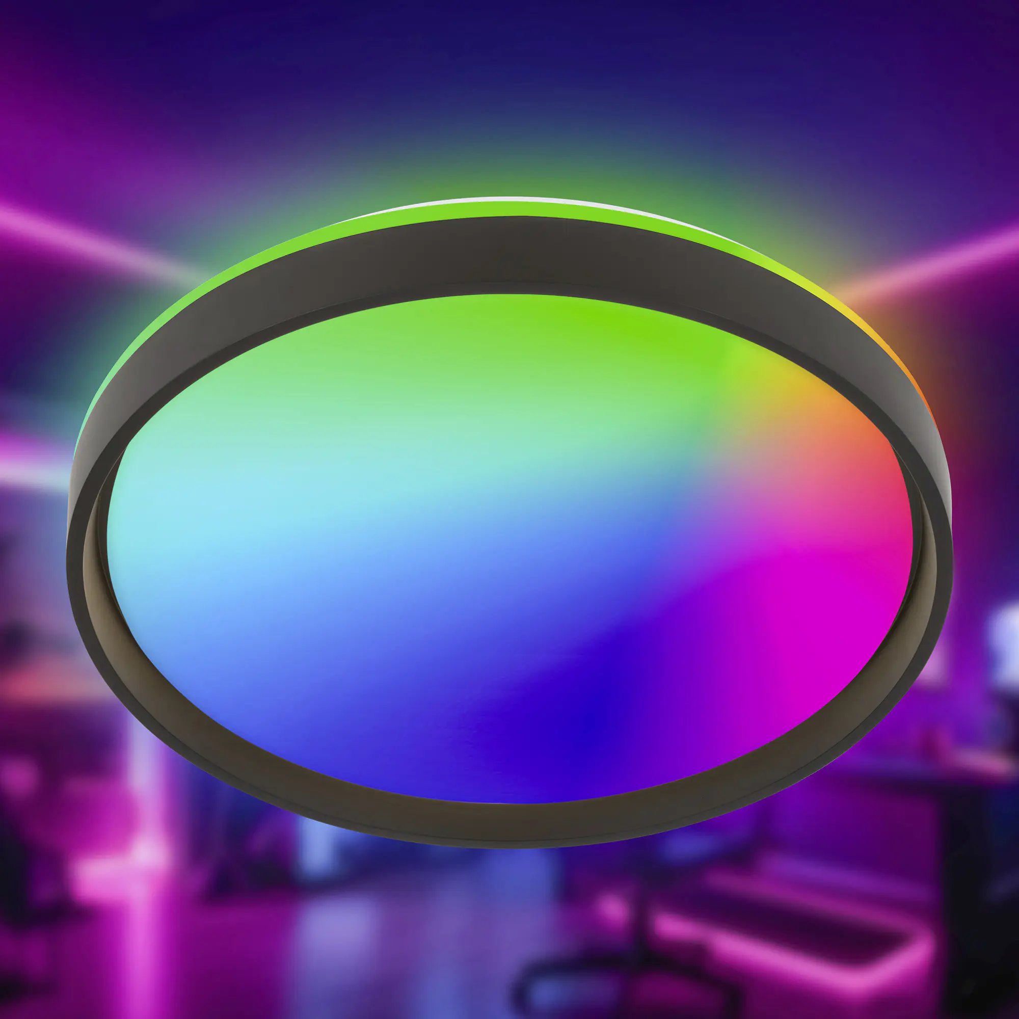 Briloner LED-Deckenleuchte Jus Ø48,5 cm schwarz matt RGB dimmbar