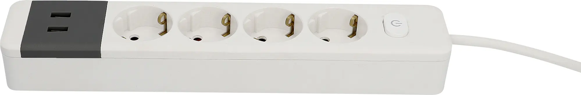 Unitec Tischsteckdose 4-fach, 2x USB 1,4 m mit Schalter, weiß/anthrazit