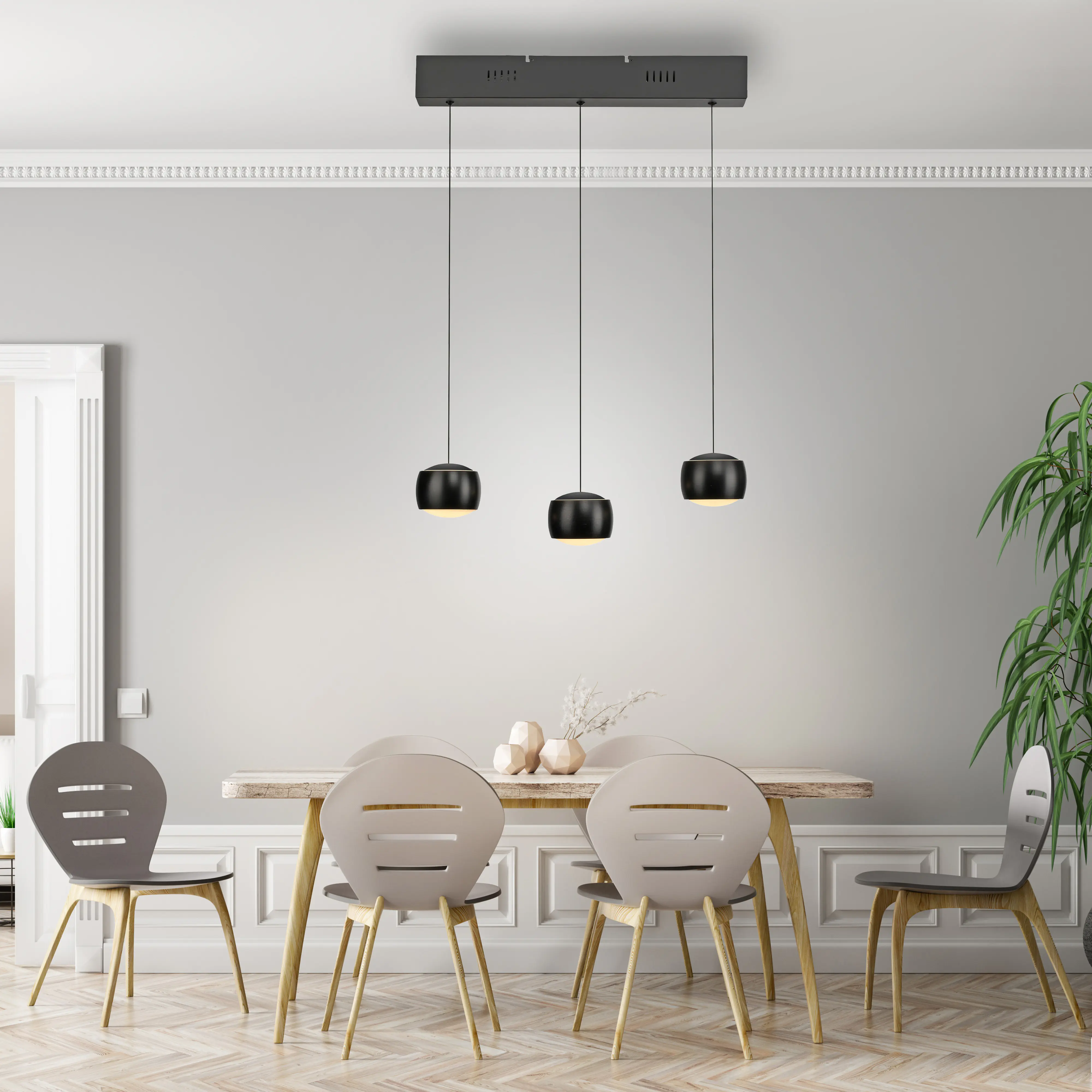 Just Light LED Pendelleuchte Ballini 3 Flammig 220 cm warmweiß