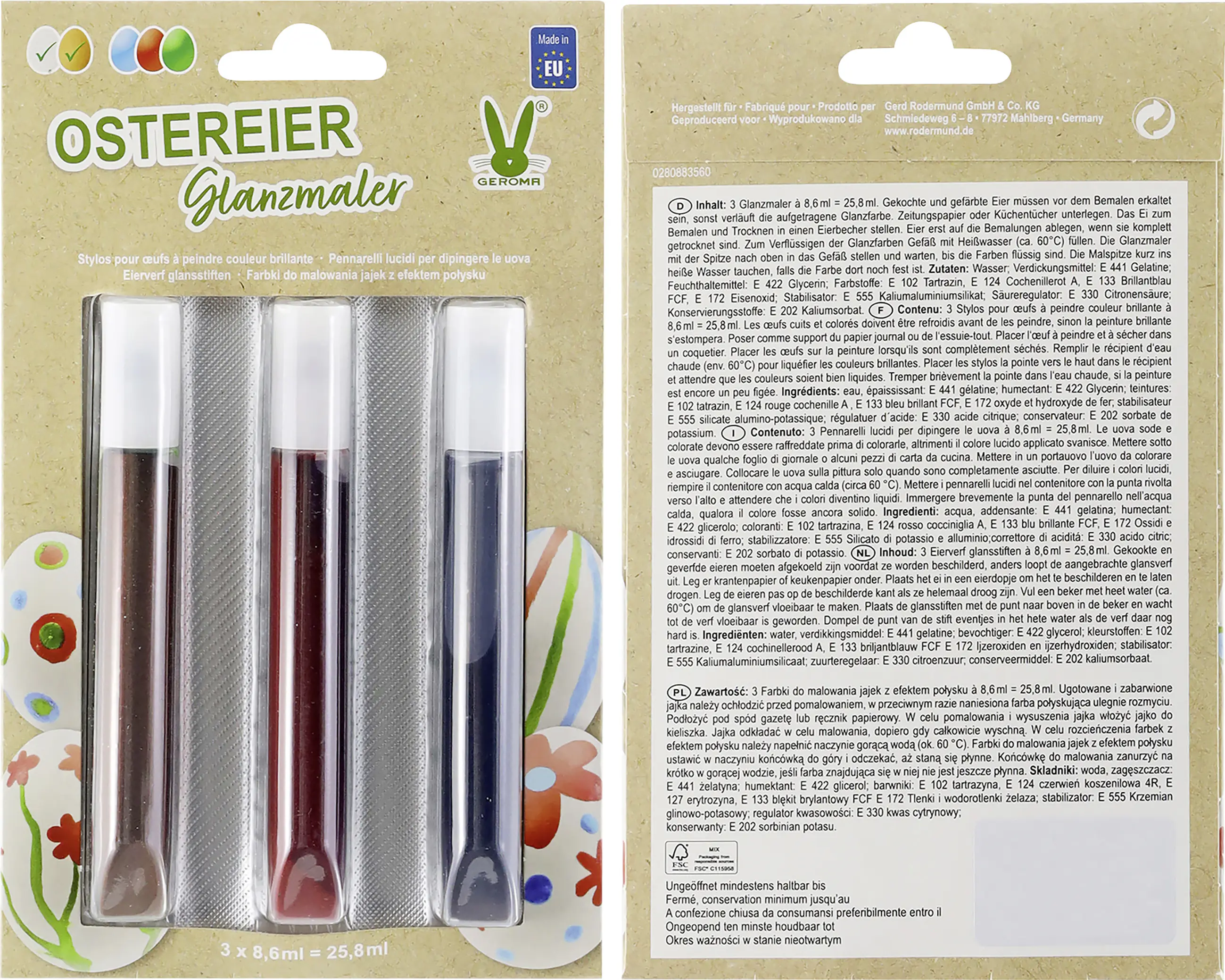 Eierfarben Stifte Glanzmaler 3 Farben Eierfarben Stifte Glanzmaler 3 Farben
