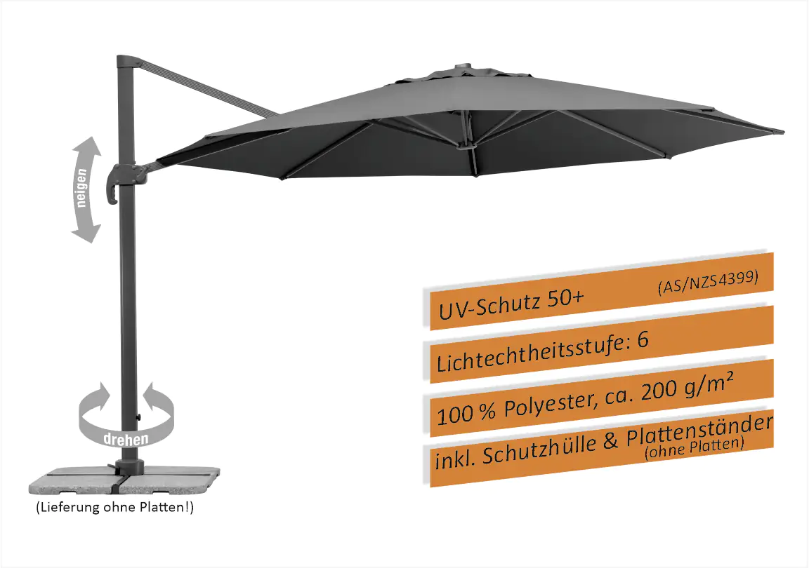 Schneider Ampelschirm Rhodos Grande anthrazit Ø 400 cm