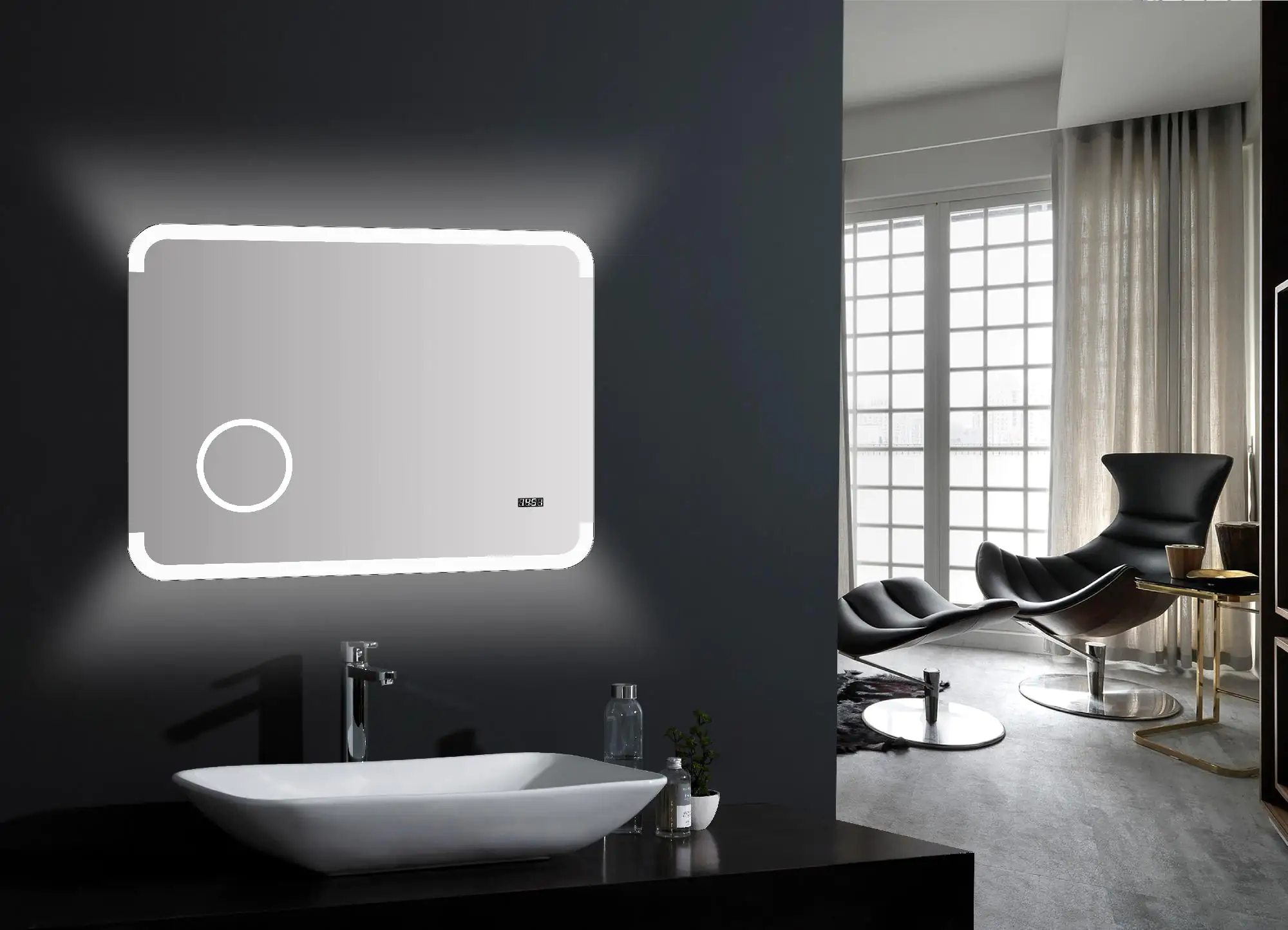 DSK LED Lichtspiegel Silver Grace 80x60 cm