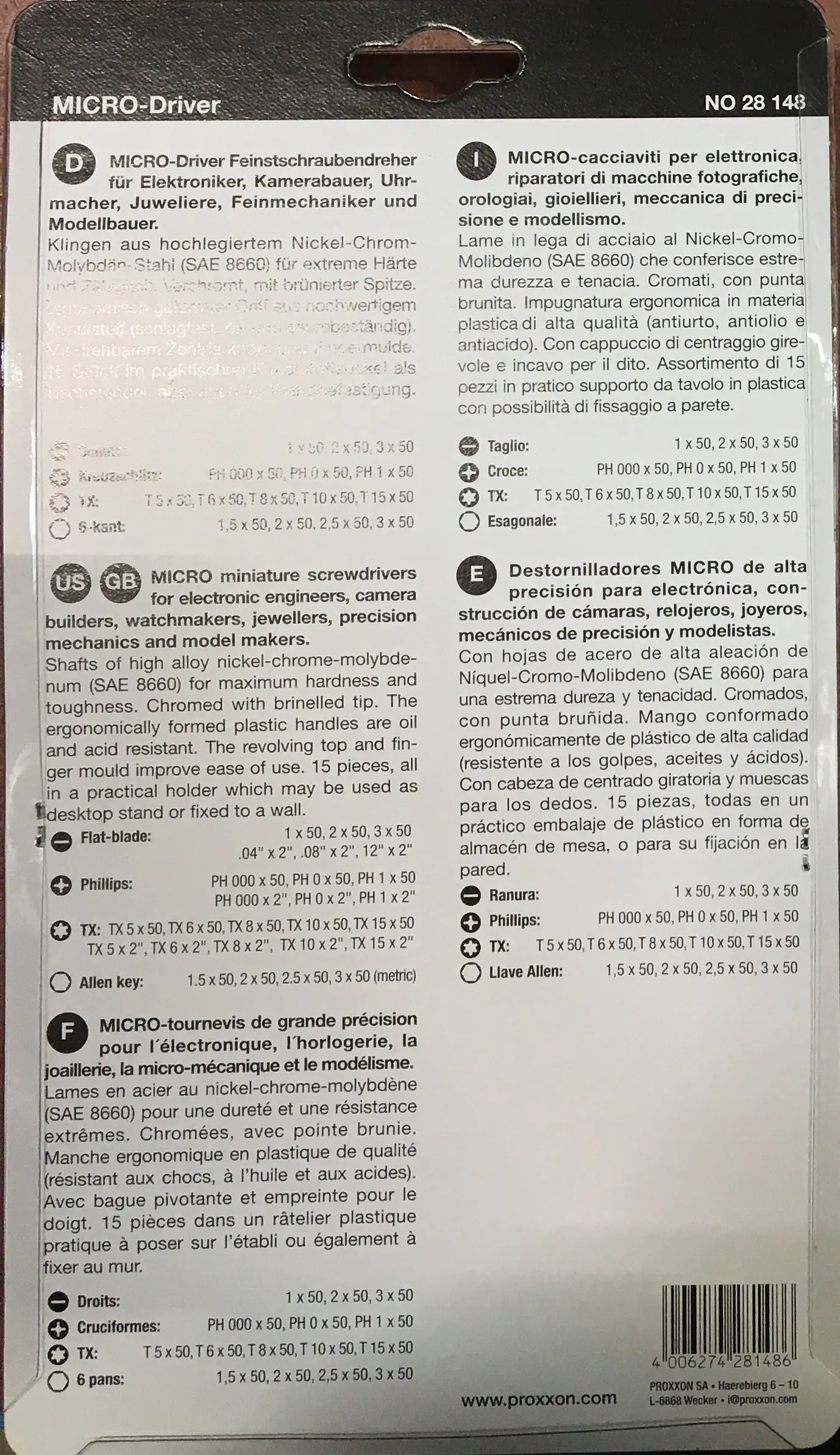 Proxxon Schraubendreher-Set Micro-Driver 15-teilig