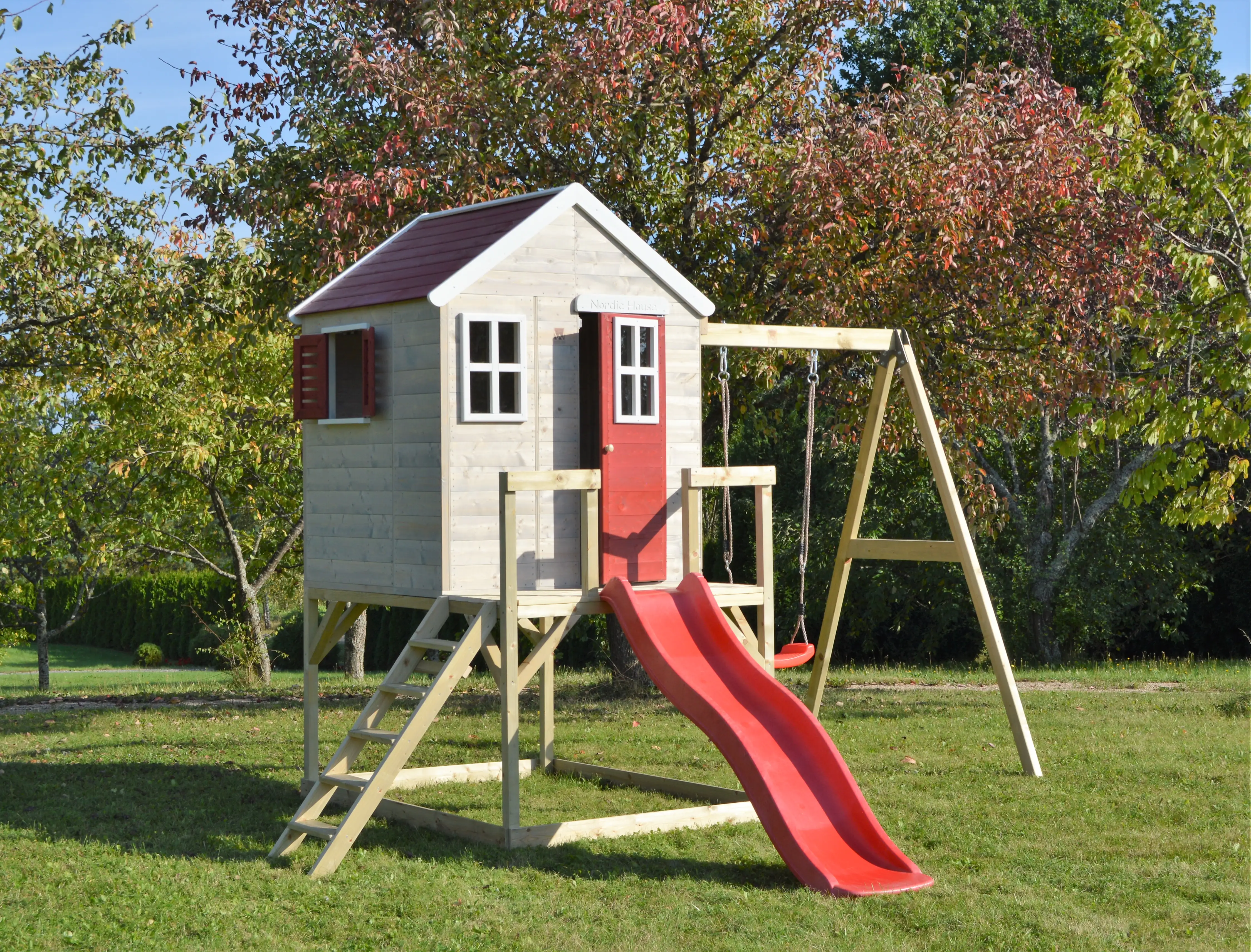 4751017090787_05 Wendi Toys Kinderspielhaus Elefant Spielturm inkl. Veranda & Rutsche