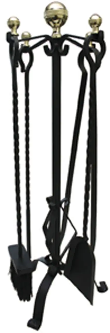 Alpertec Kamingarnitur 4-teilig, Schmiedeeisen