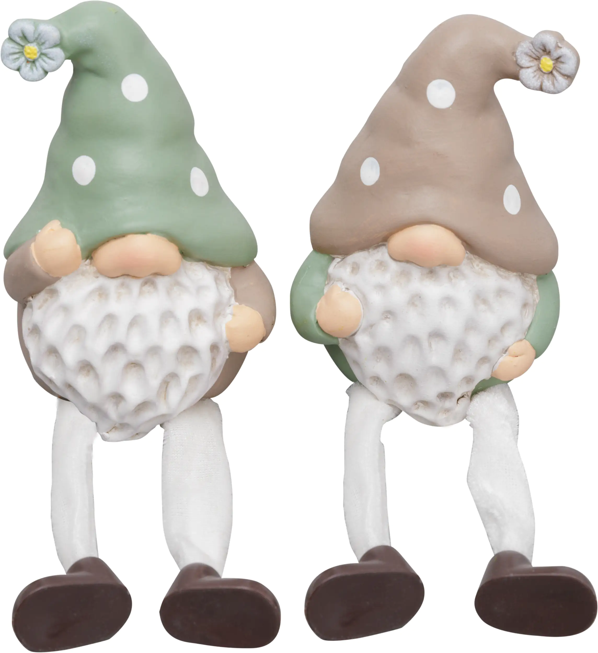 TrendLine Deko Kantenhocker Wichtel Keramik 12 cm grün beige