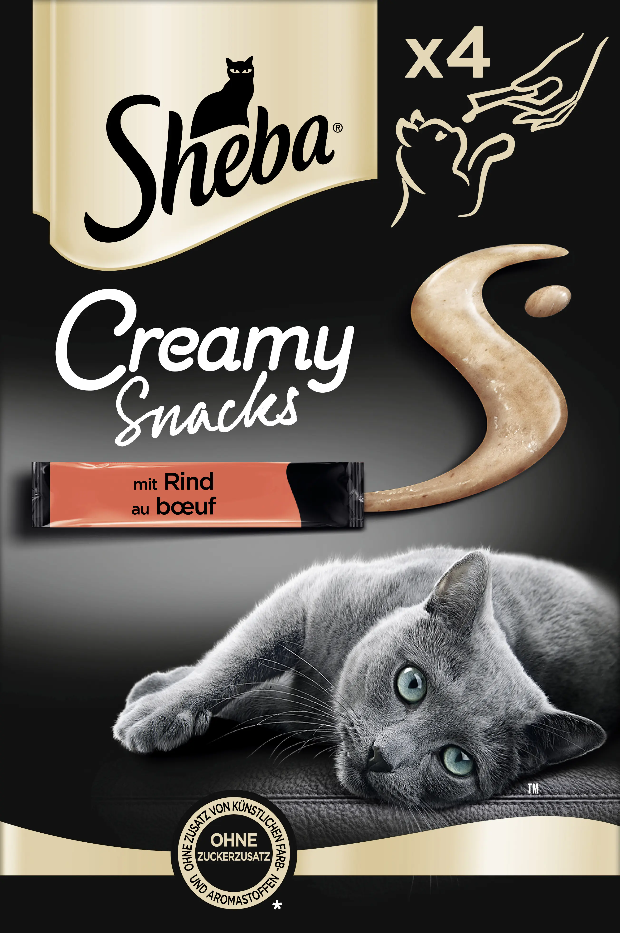 Sheba Creamy Snacks Katzenleckerli Adult 4 x 12 g Rind