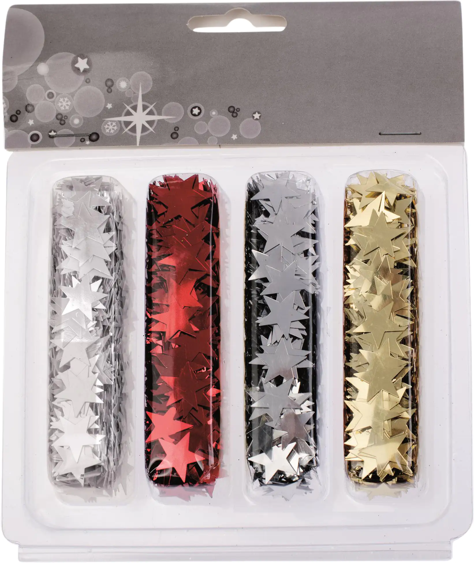 7610877523439 Glorex Pailletten Streusterne rot, gold, silber