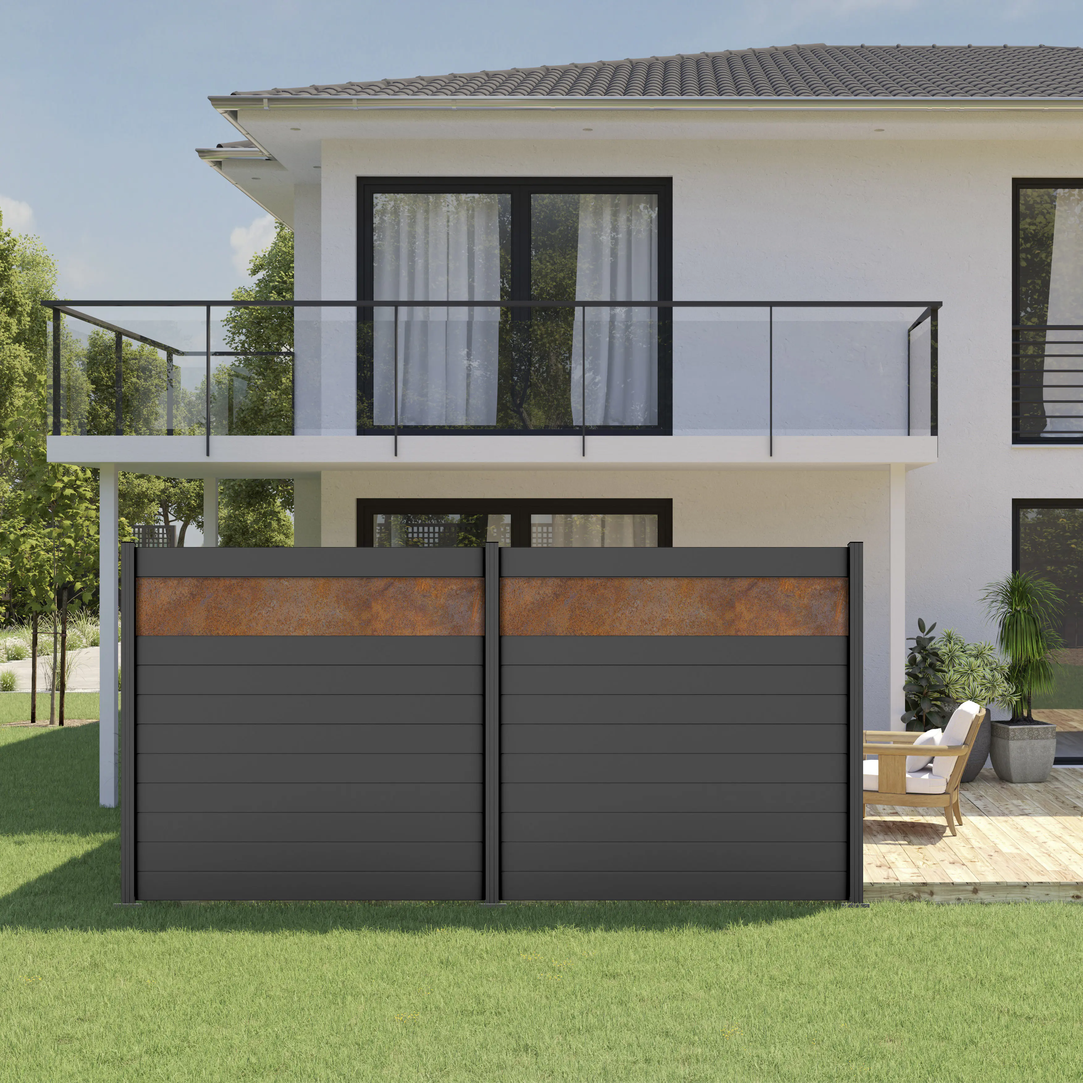 Ambiente Alu-Zaun Erweiterungsset Paneel 150 anthrazit 187 x 184,2 cm  