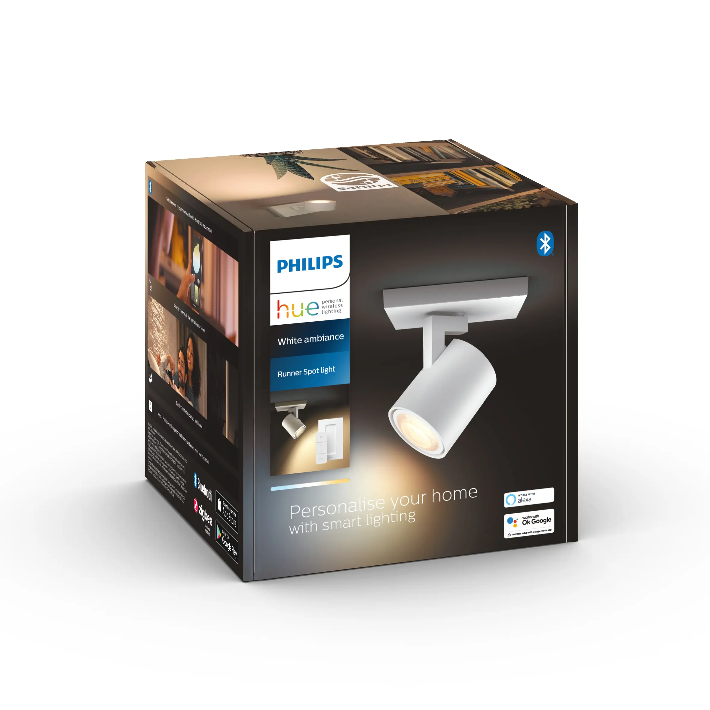 Philips Hue LED Wandleuchte 1er Spot Runner 14 x 14,6 cm weiß