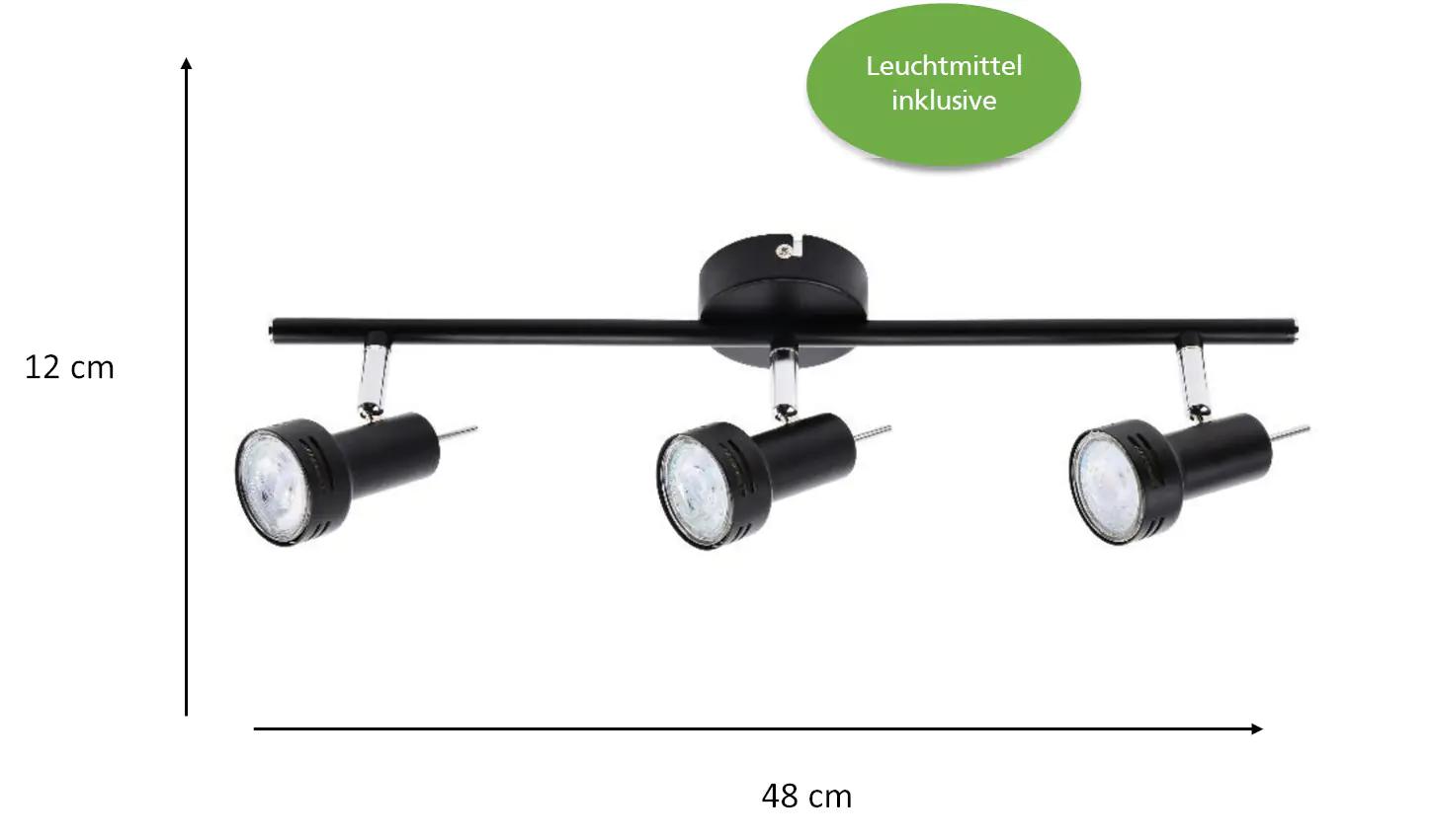 Primaster Deckenstrahler 3er LED Spot New York GU10 8 x 48 x 12 cm schwarz 