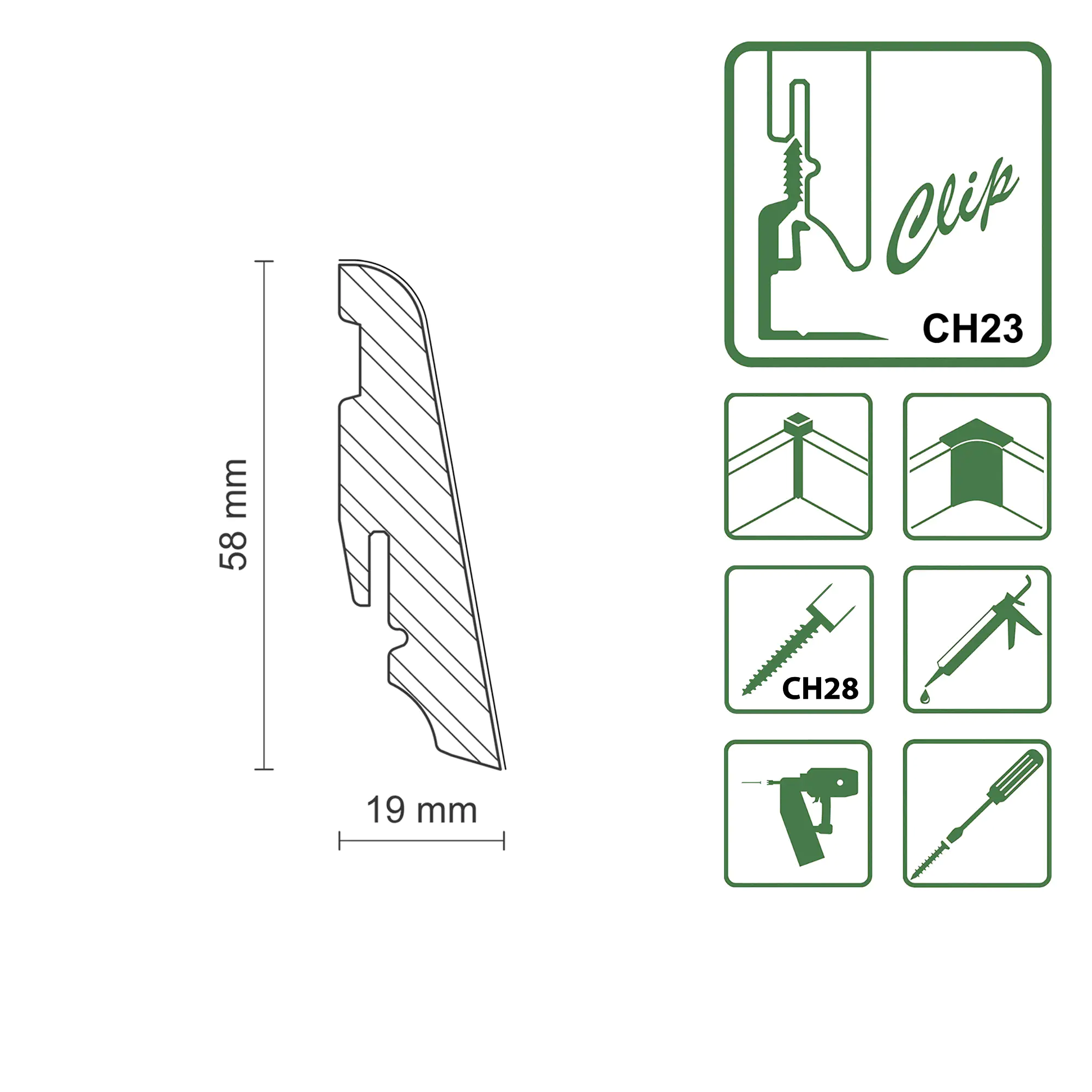 FN Neuhofer Sockelleiste gerundet 250 cm 58 x 19 mm Fichte oder Kiefer