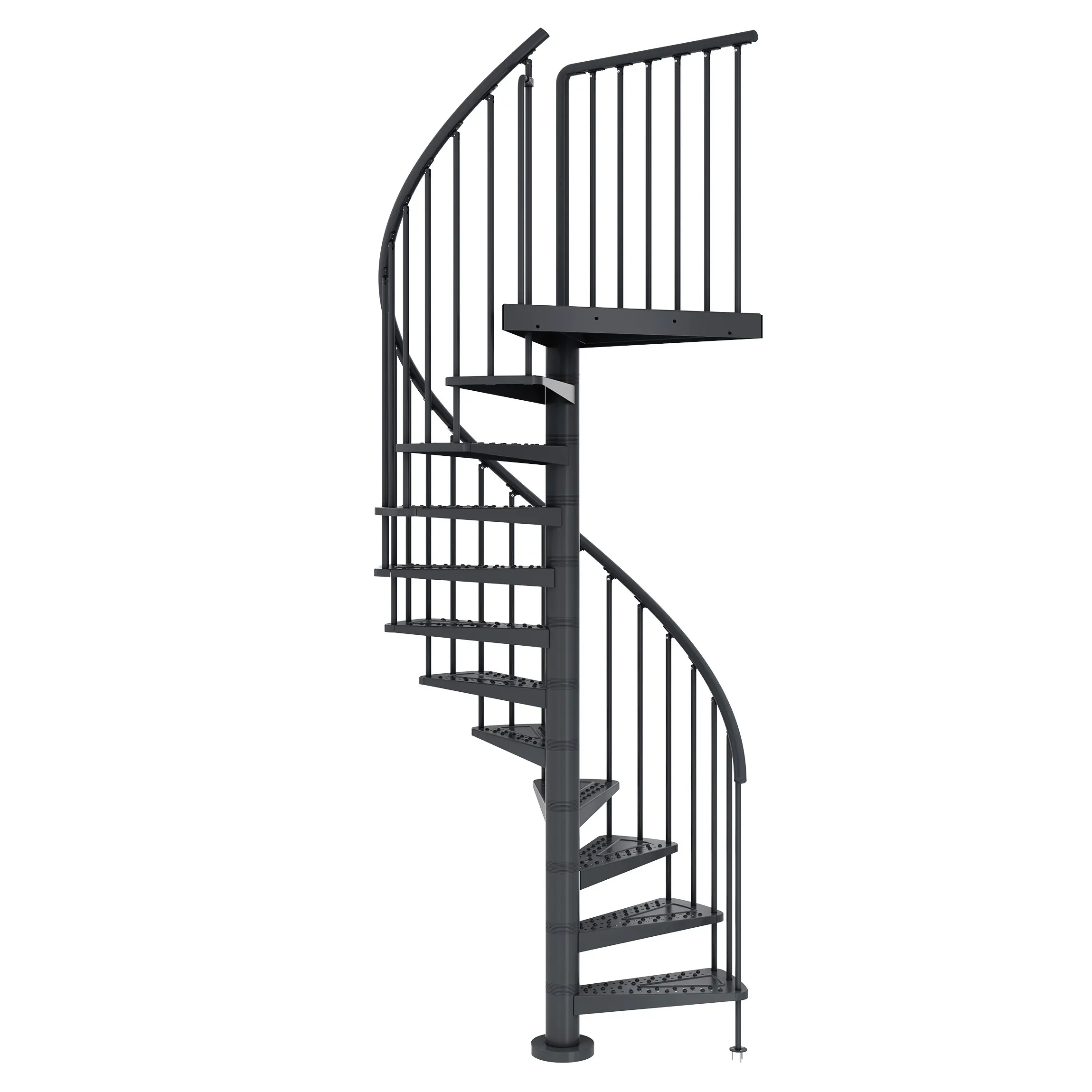 Dolle Außenspindeltreppe Gardenspin komplett 11 Stufen Ø 155 cm mit Metallstufen anthrazit