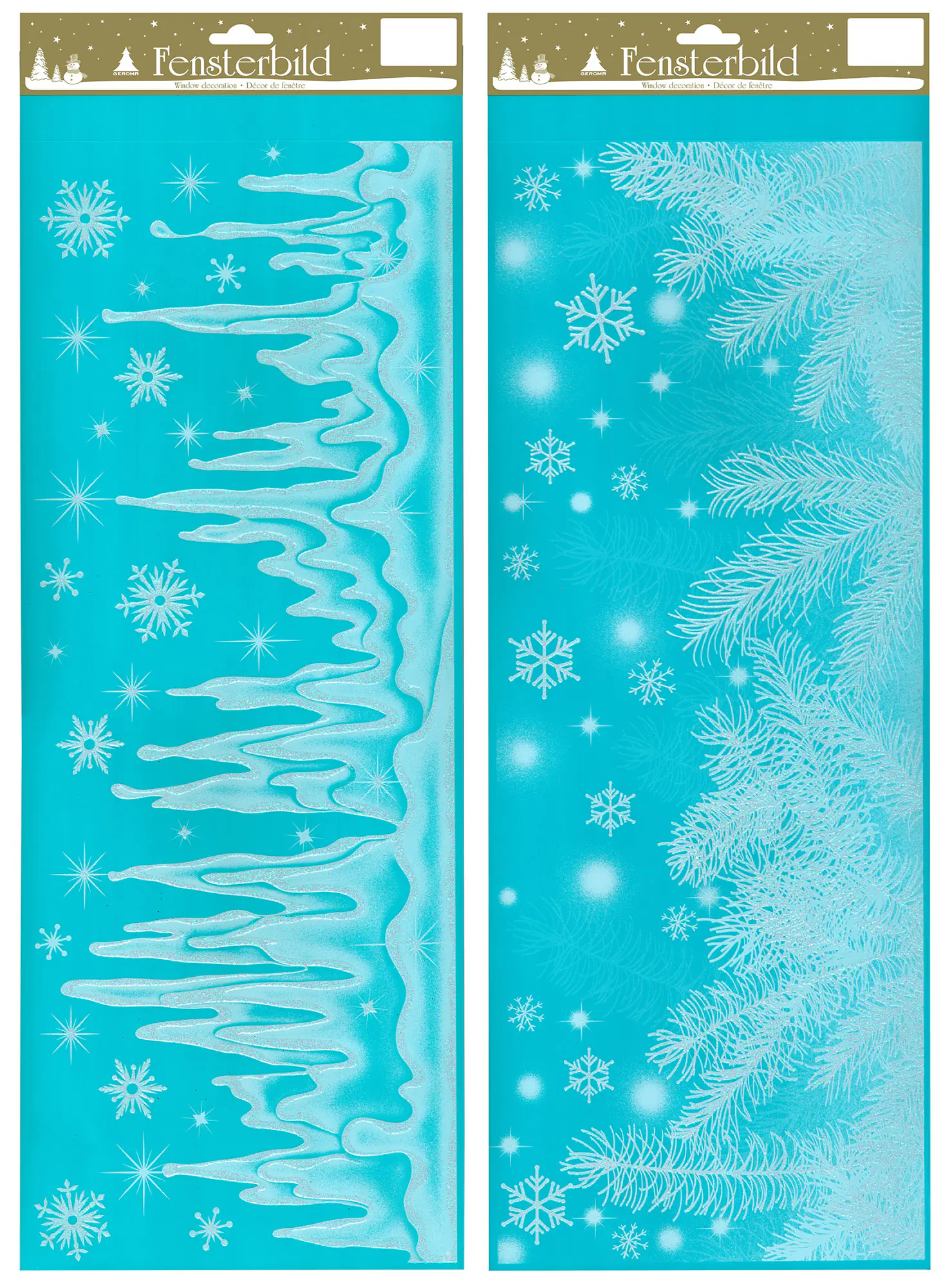 Fensterbild mit Zweigen & Eiszapfen Kunststoff 60 x 21 cm blau-weiß 2-fach sortiert Fensterbild mit Zweigen & Eiszapfen Kunststoff 60 x 21 cm blau-weiß 2-fach sortiert