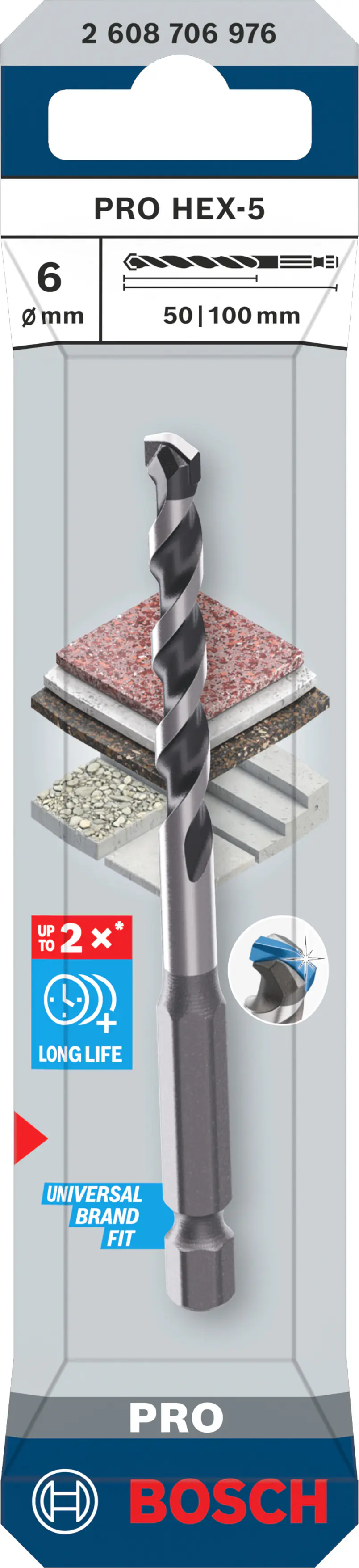 Bosch PRO Mehrzweckbohrer HEX-5 Ø 6 x 50 x 100 mm
