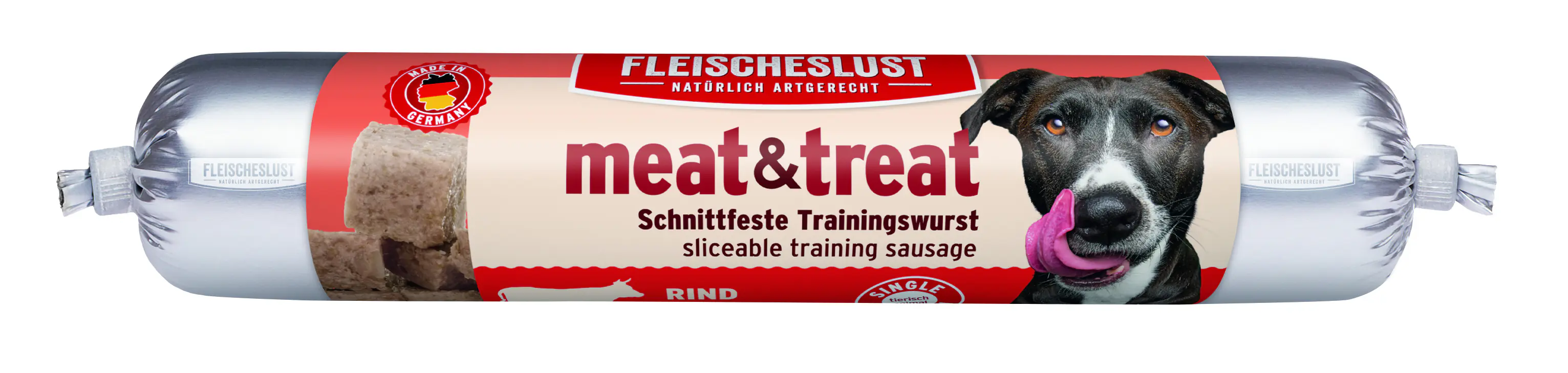 Fleischeslust meat&treat Hundesnack ohne Zucker 80 g Rind