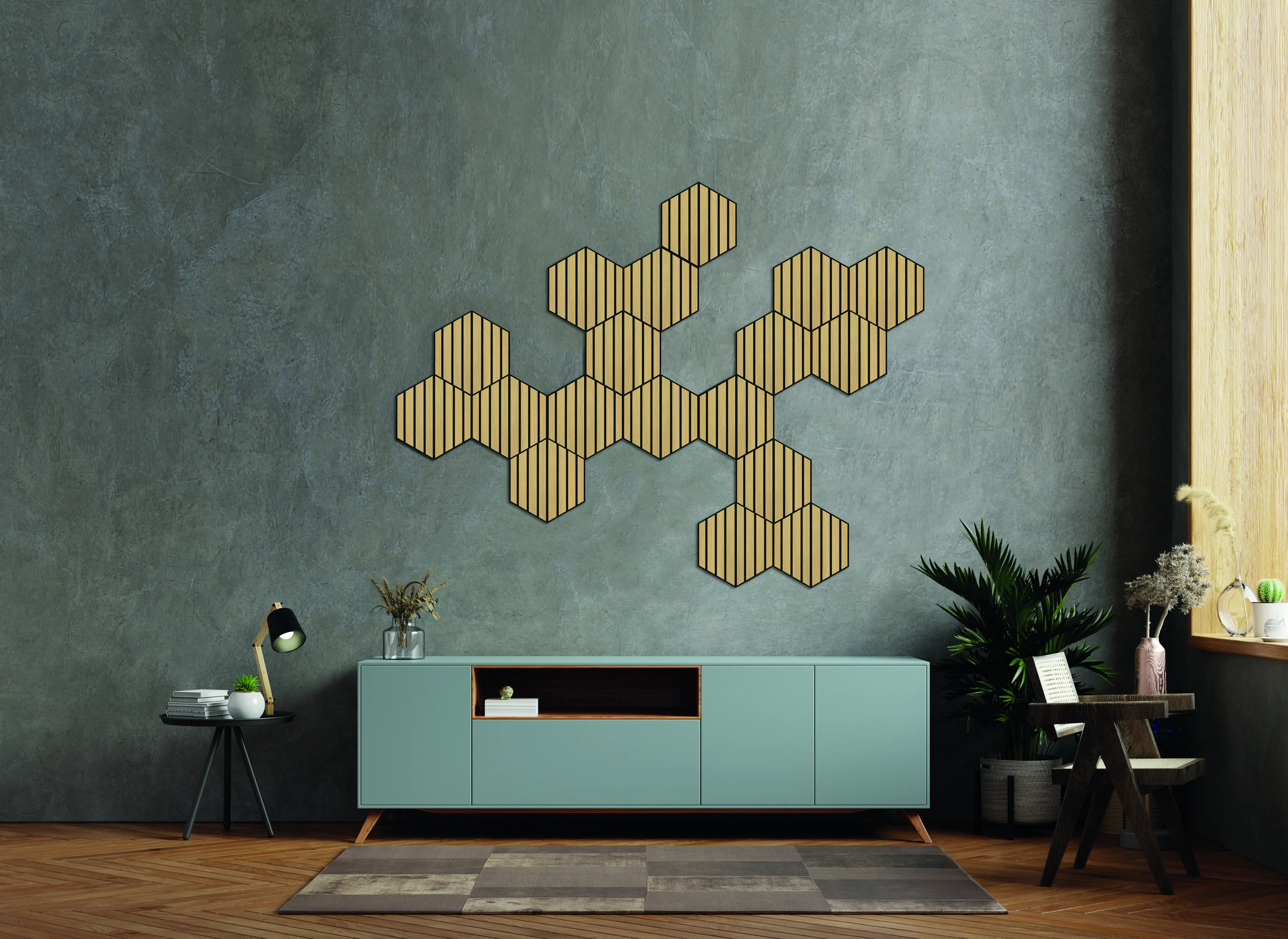 Neuhofer Akustikpaneele Hexago Eiche natur 30 x 26 x 1,9 cm braun 