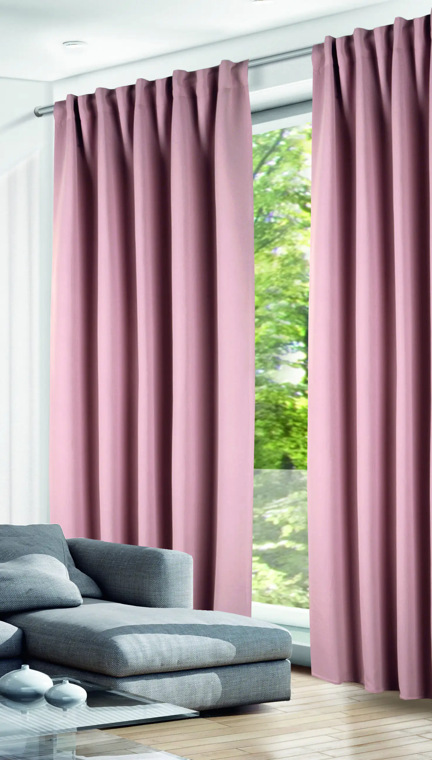 Neusser Collection Verdunklungsschal mit Gardinenband rosé 135x245 cm