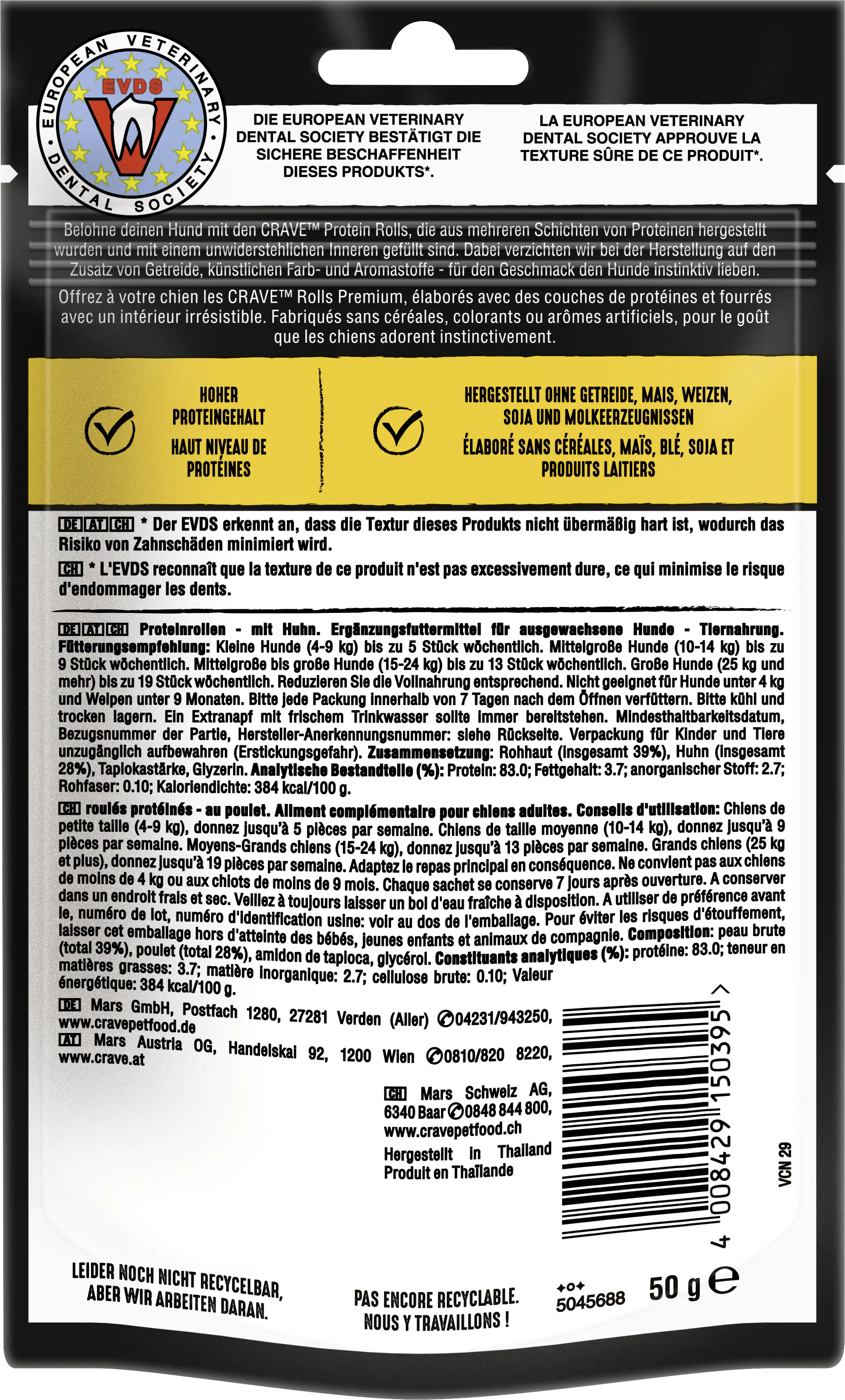 Crave High Protein Rolls mit Huhn Hundesnack 50 g