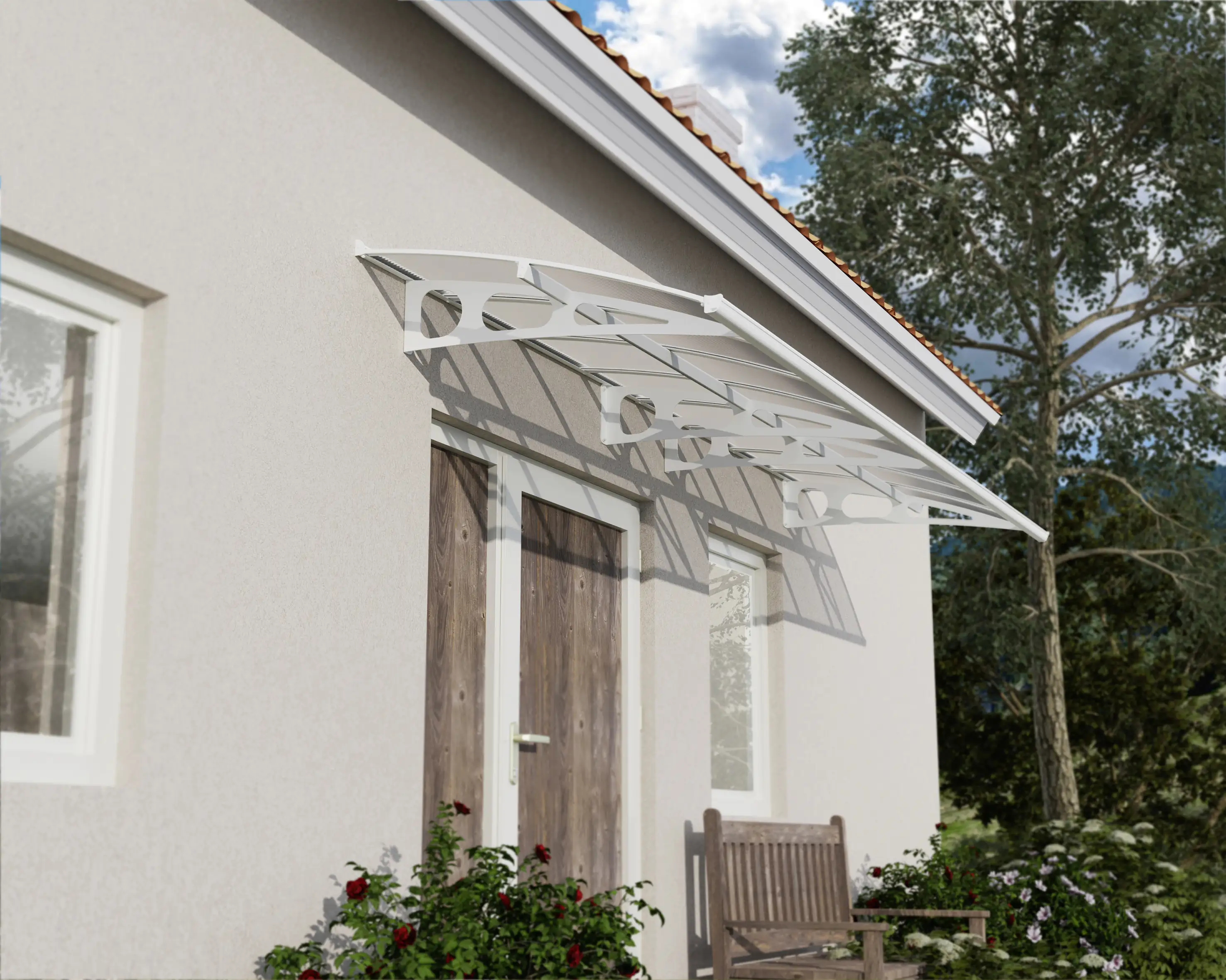 Canopia Vordach Bordeaux  447 x 139 cm weiß