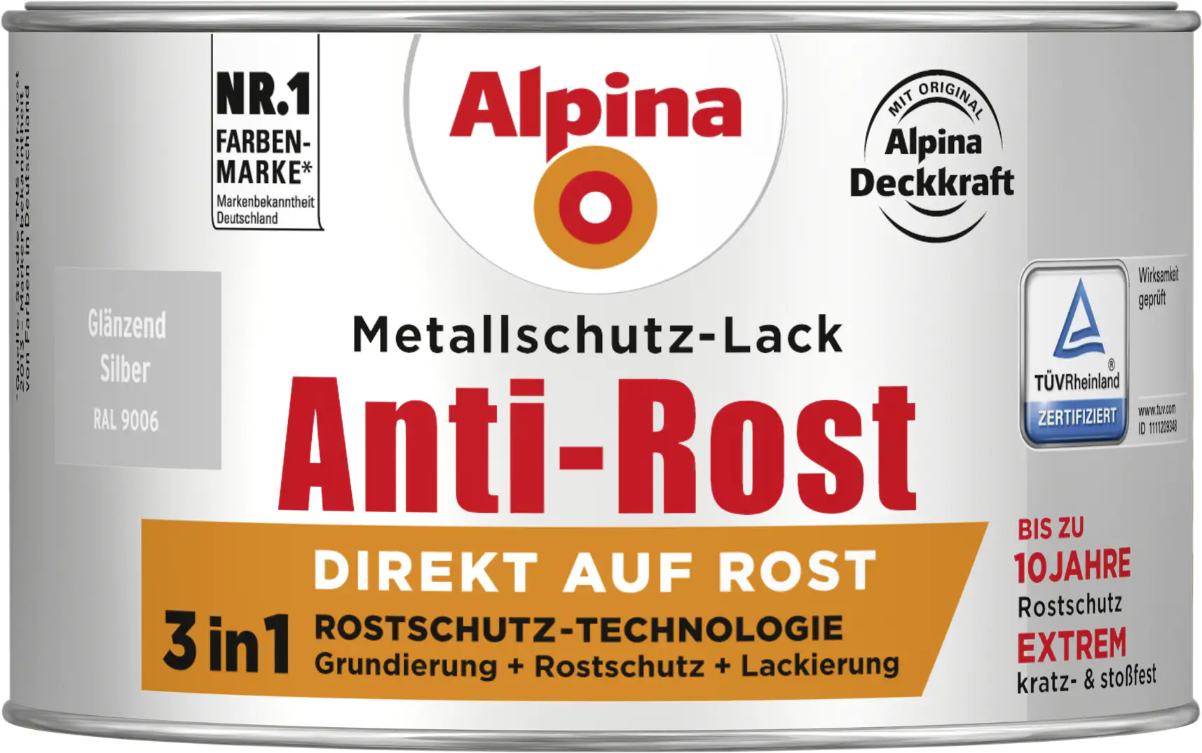Alpina Metallschutz-Lack Anti-Rost 300 ml silber glänzend