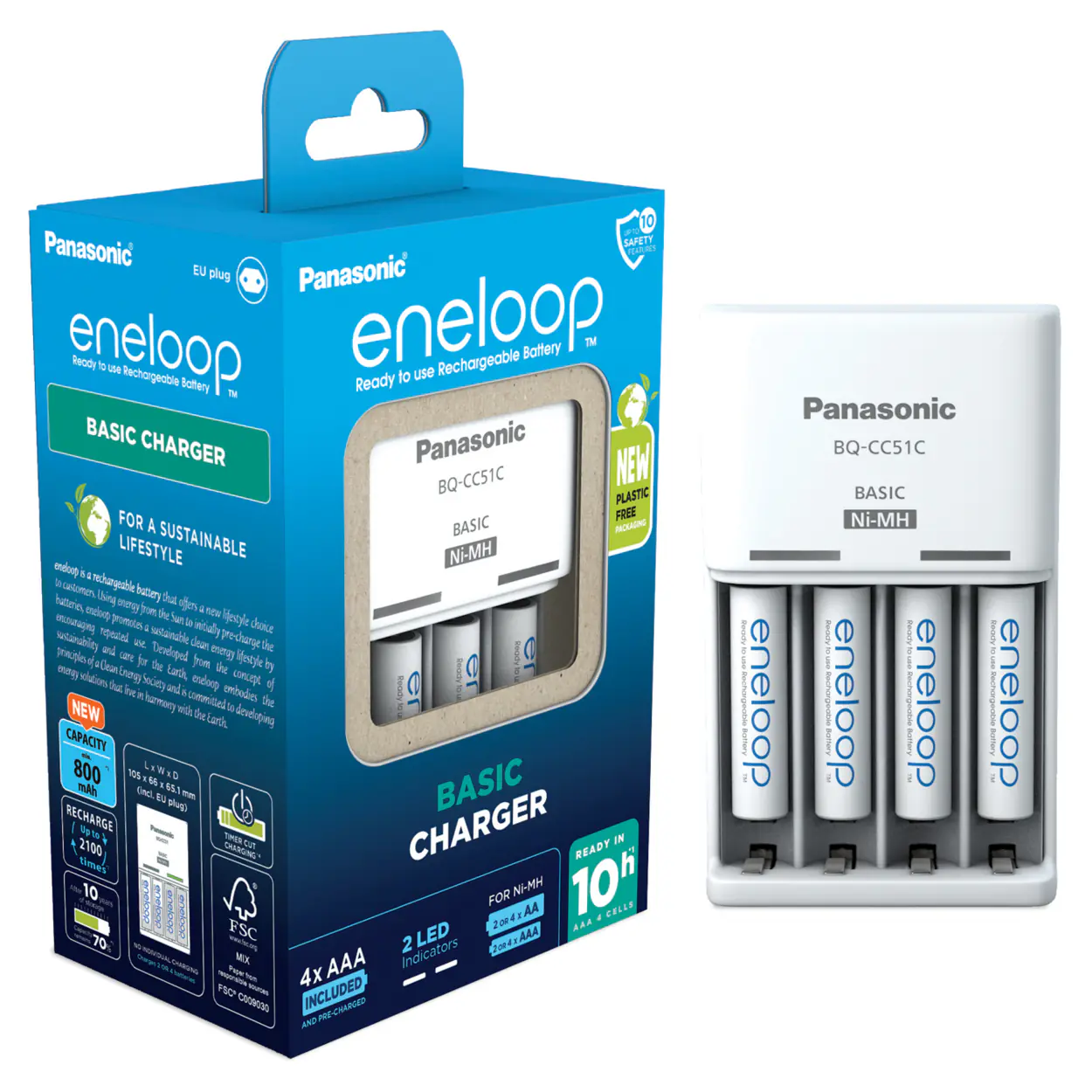 Eneloop Akku-Ladegerät Basic 4x AAA 800 mAh
