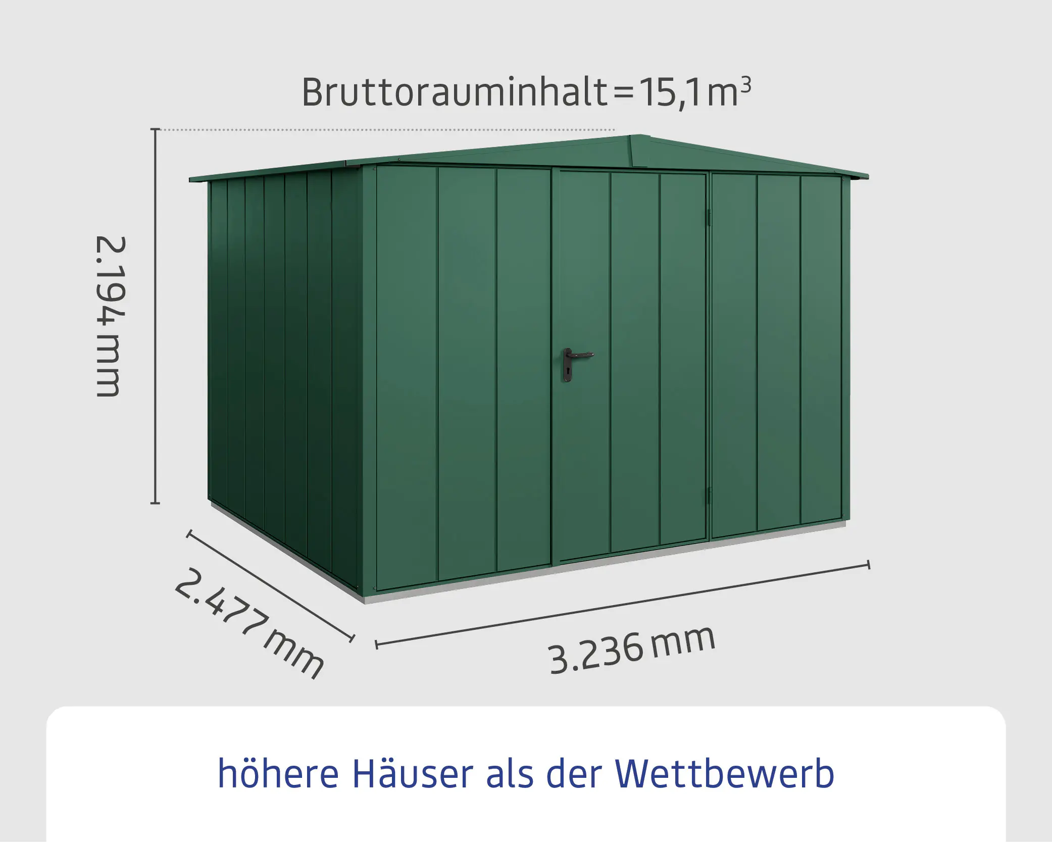 EcoStar Gerätehaus Elegant-S Typ 3 323,6 x 247,7 x 219,4 cm moosgrün