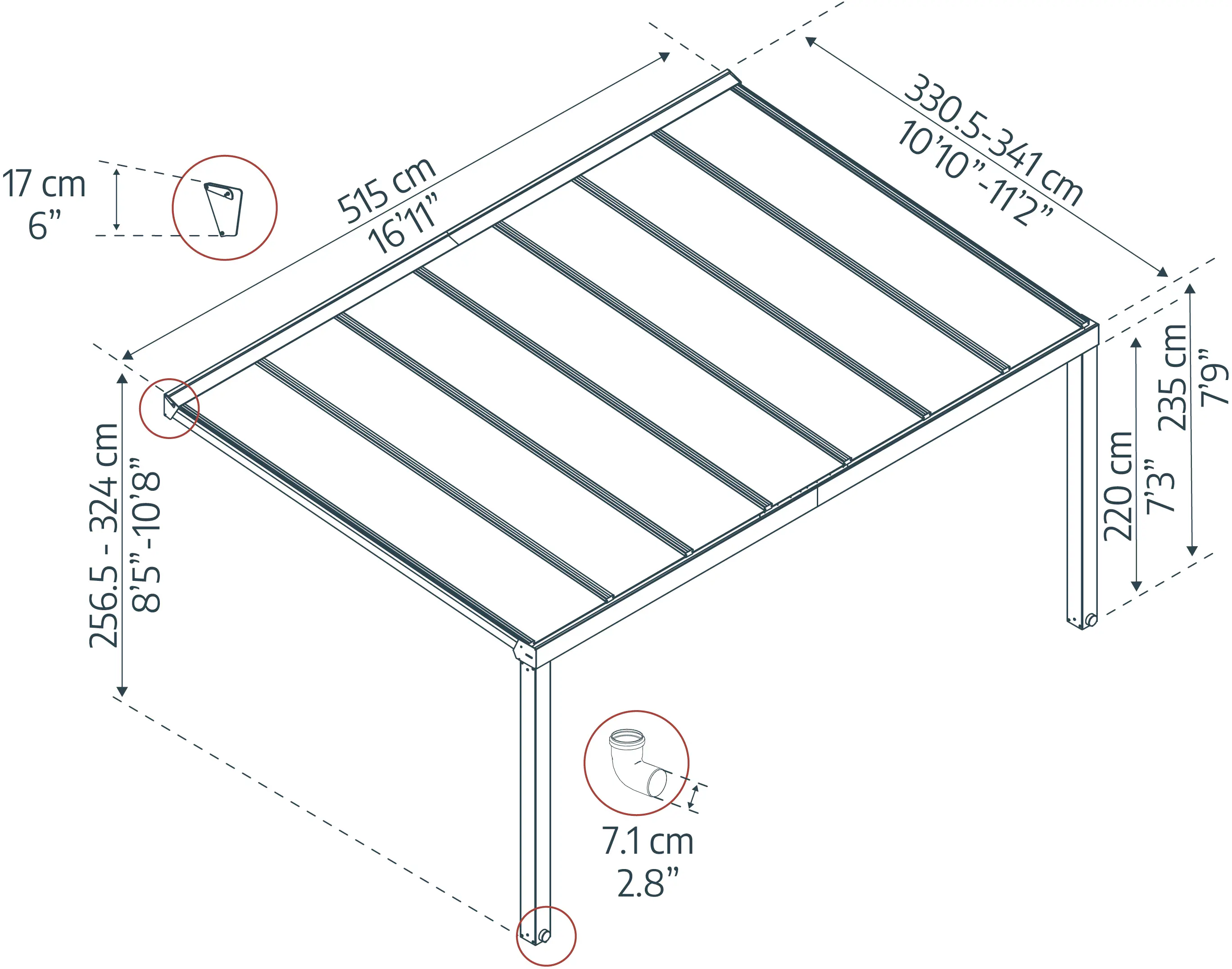 Canopia Terrassenüberdachung Stockholm  515 x 330,5 cm anthrazit