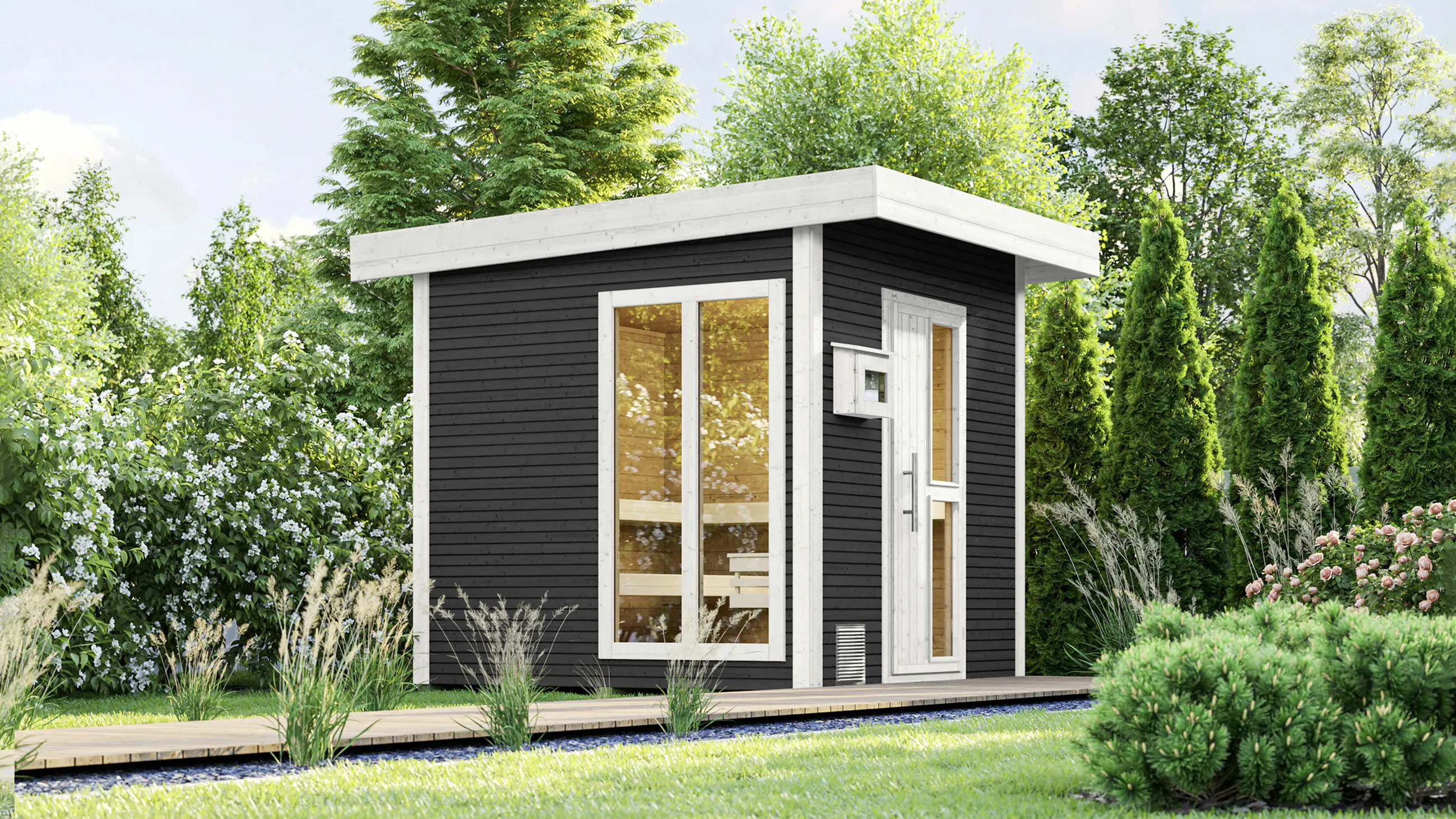 Weka Gartensauna Kuopio anthrazit 5,66 m² inkl. 9 kW Ofen